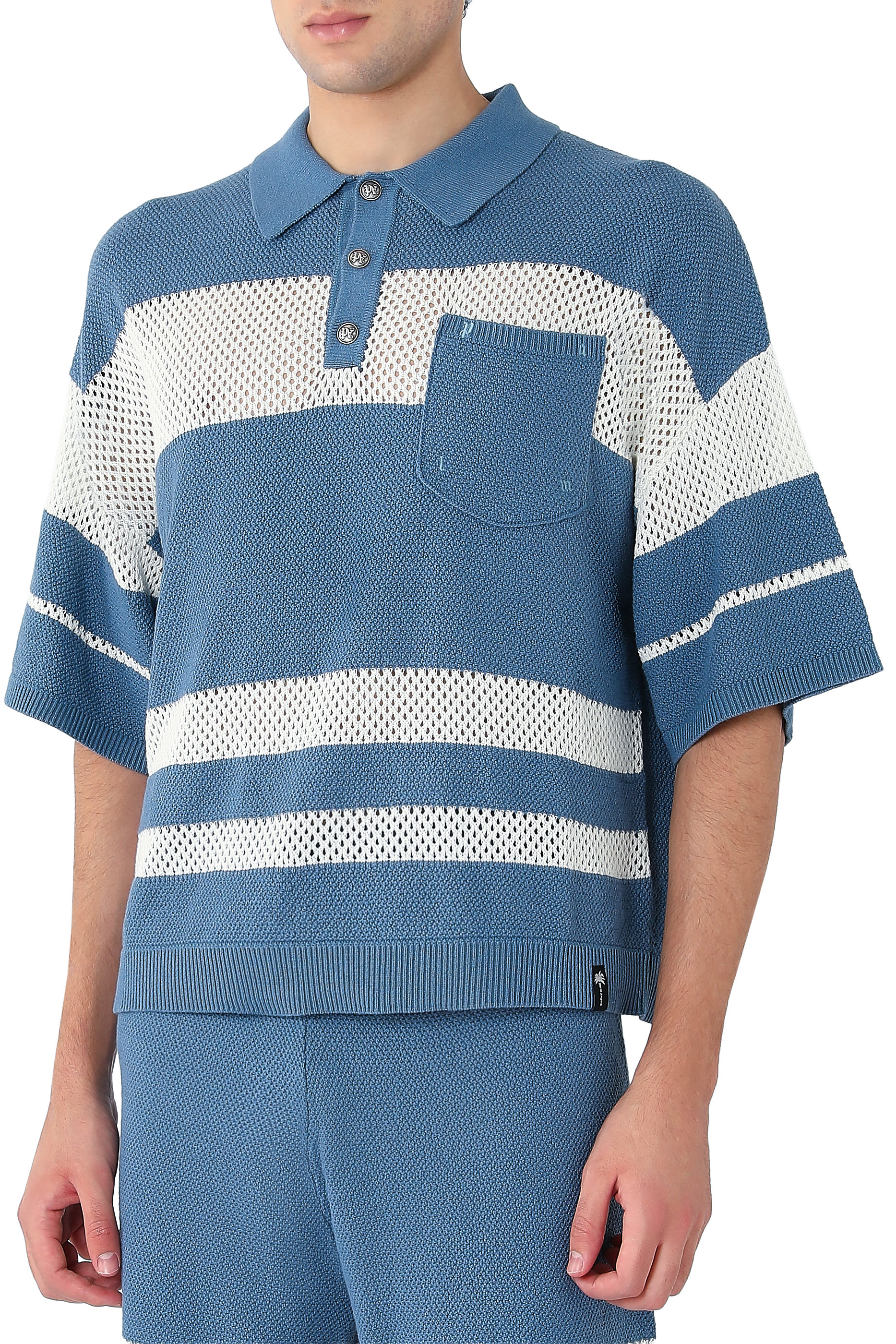  Palm Type Loose Knit Polo Shirt