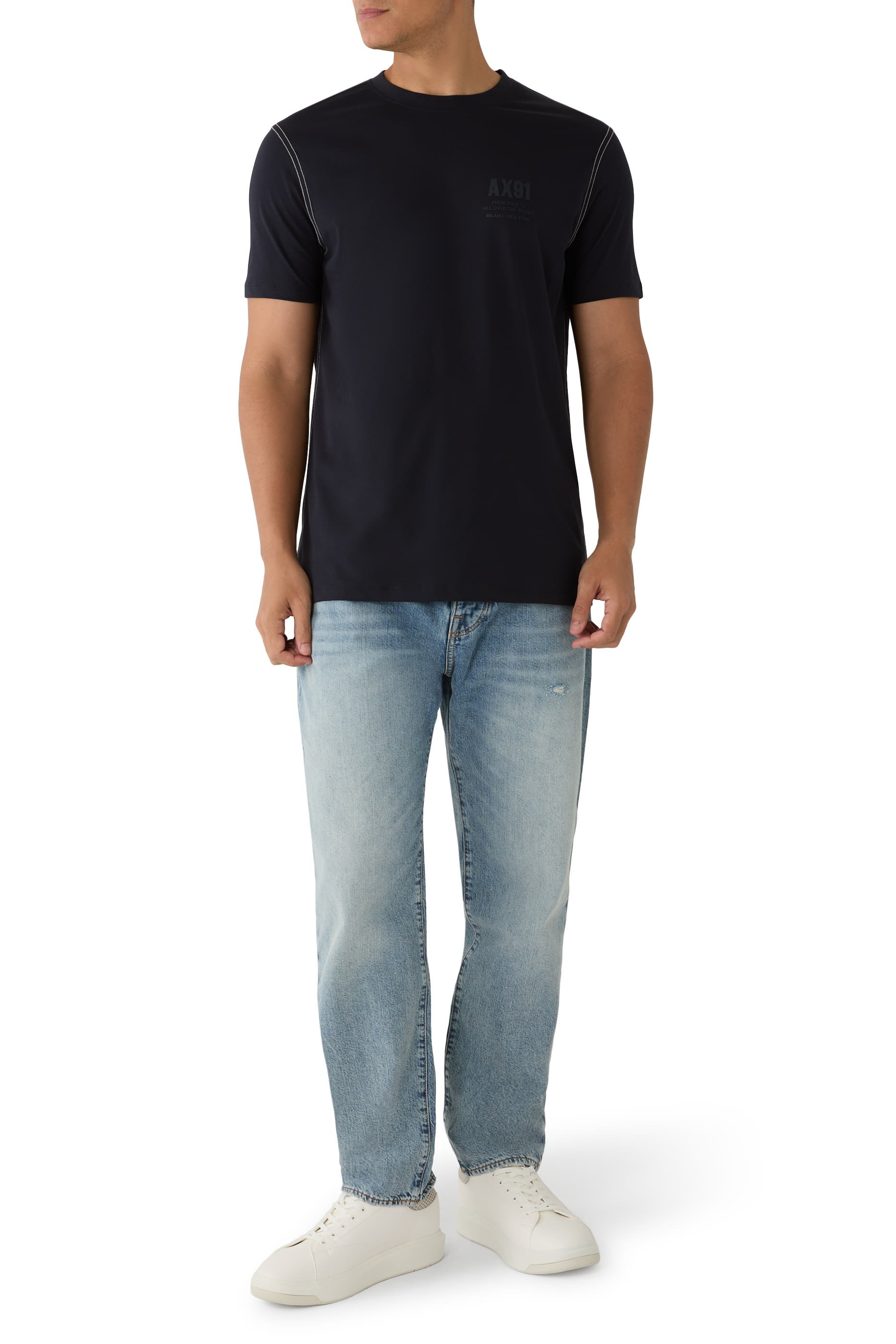 AX Logo Cotton-Jersey T-Shirt