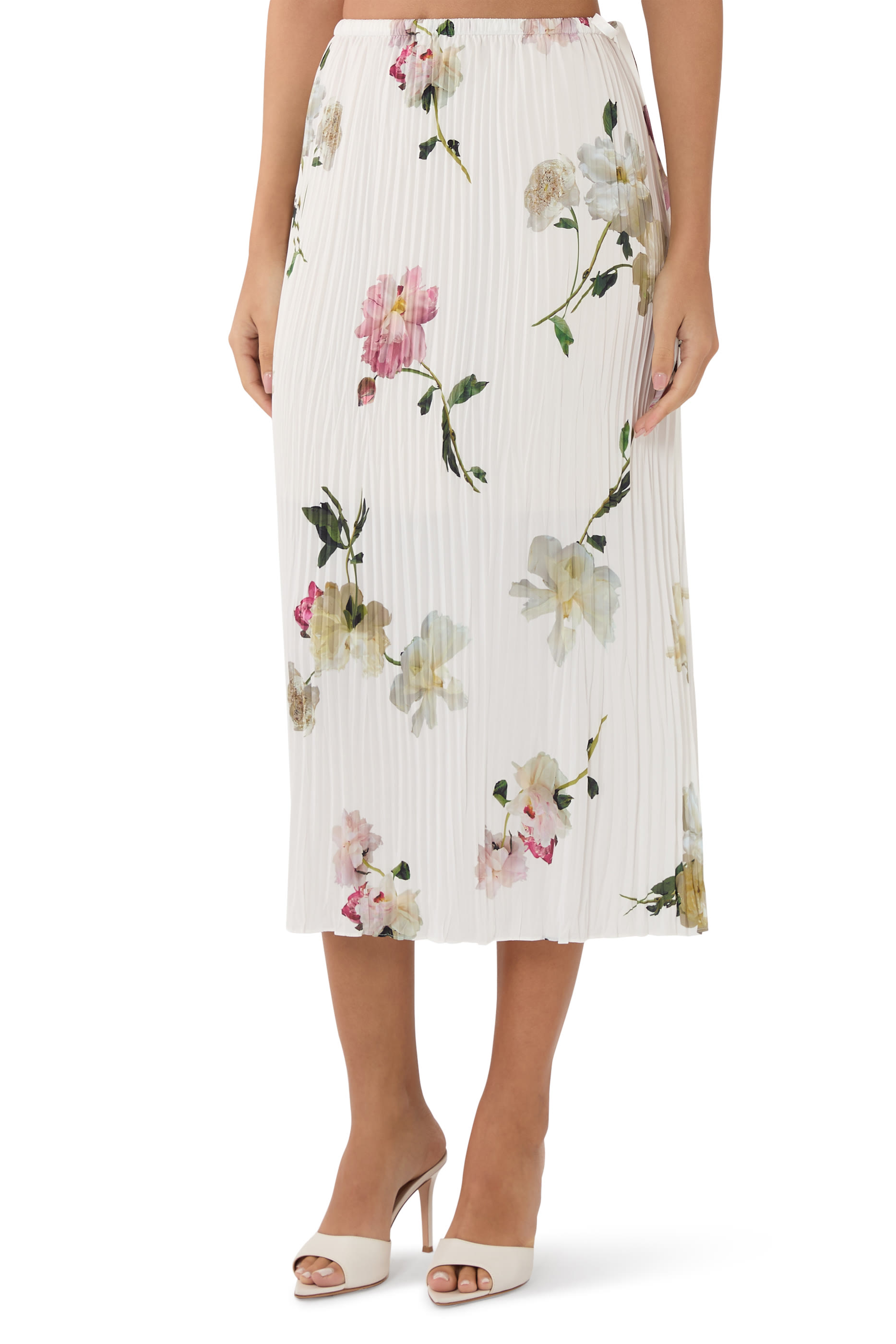 Wilted Peony Pleated Side Tie Skirt