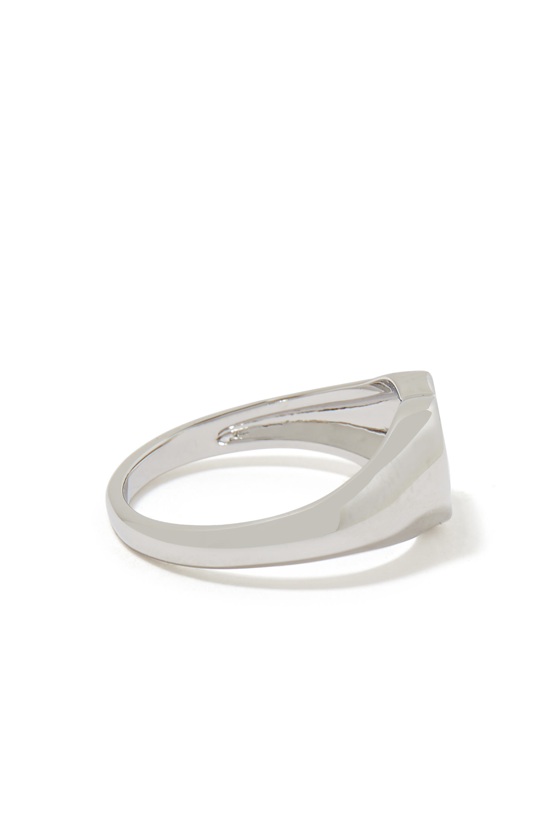 Silver Tone Heart Signet Ring