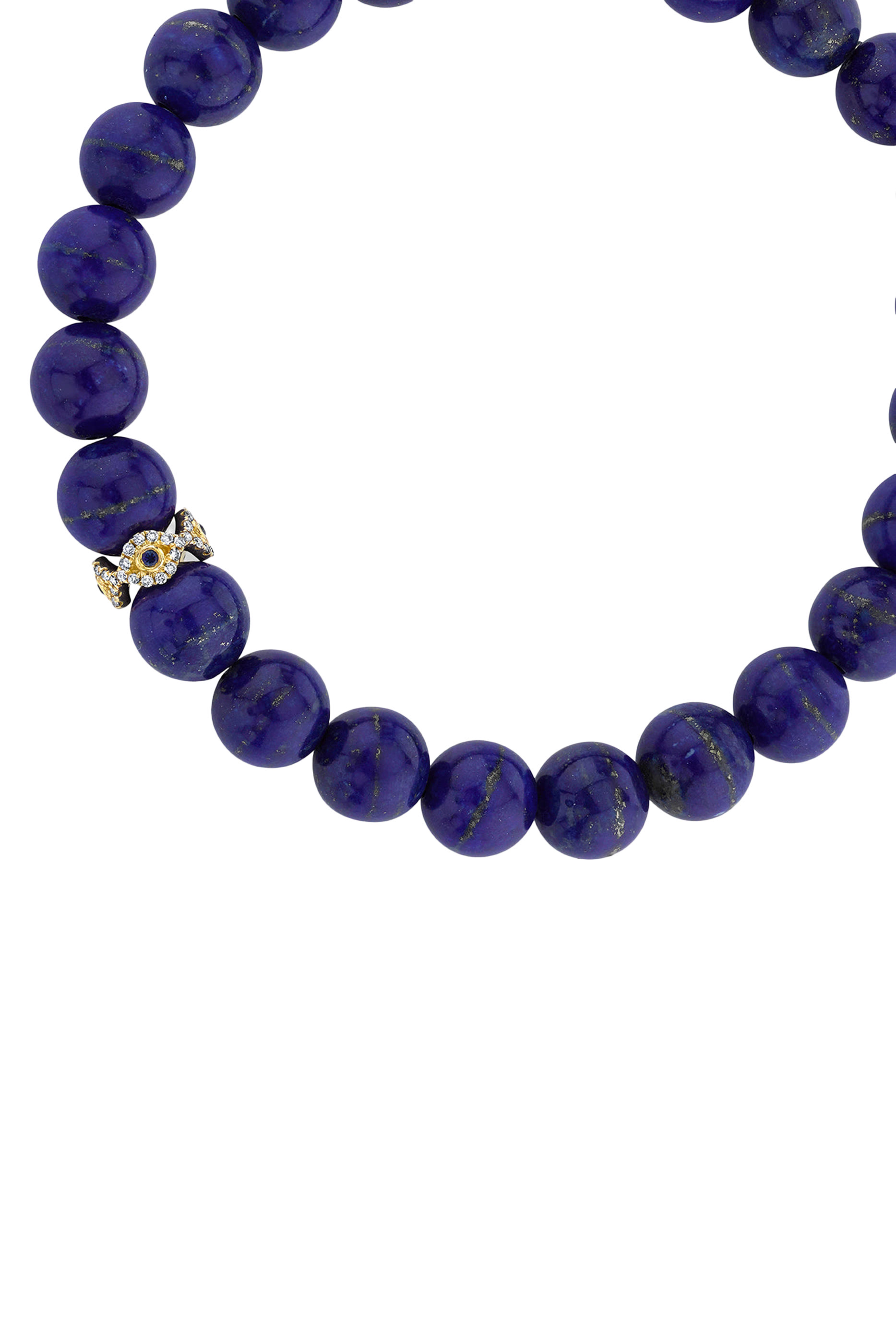Evil Eye Eternity Beaded Bracelet, 14k Yellow Gold with Diamonds, Sapphires & Lapis Lazuli