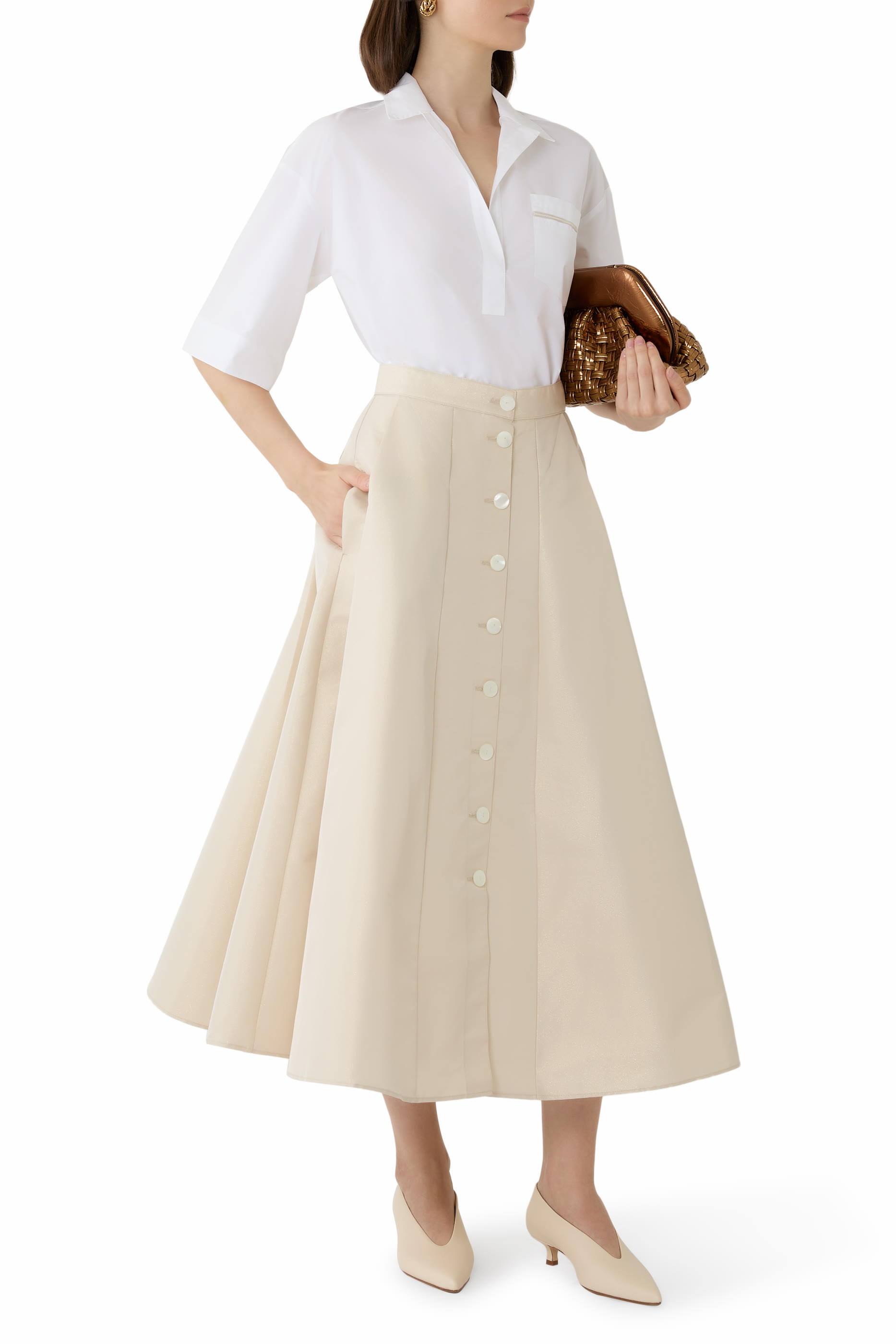  Poplin Short Sleeve Shirt with Diamante