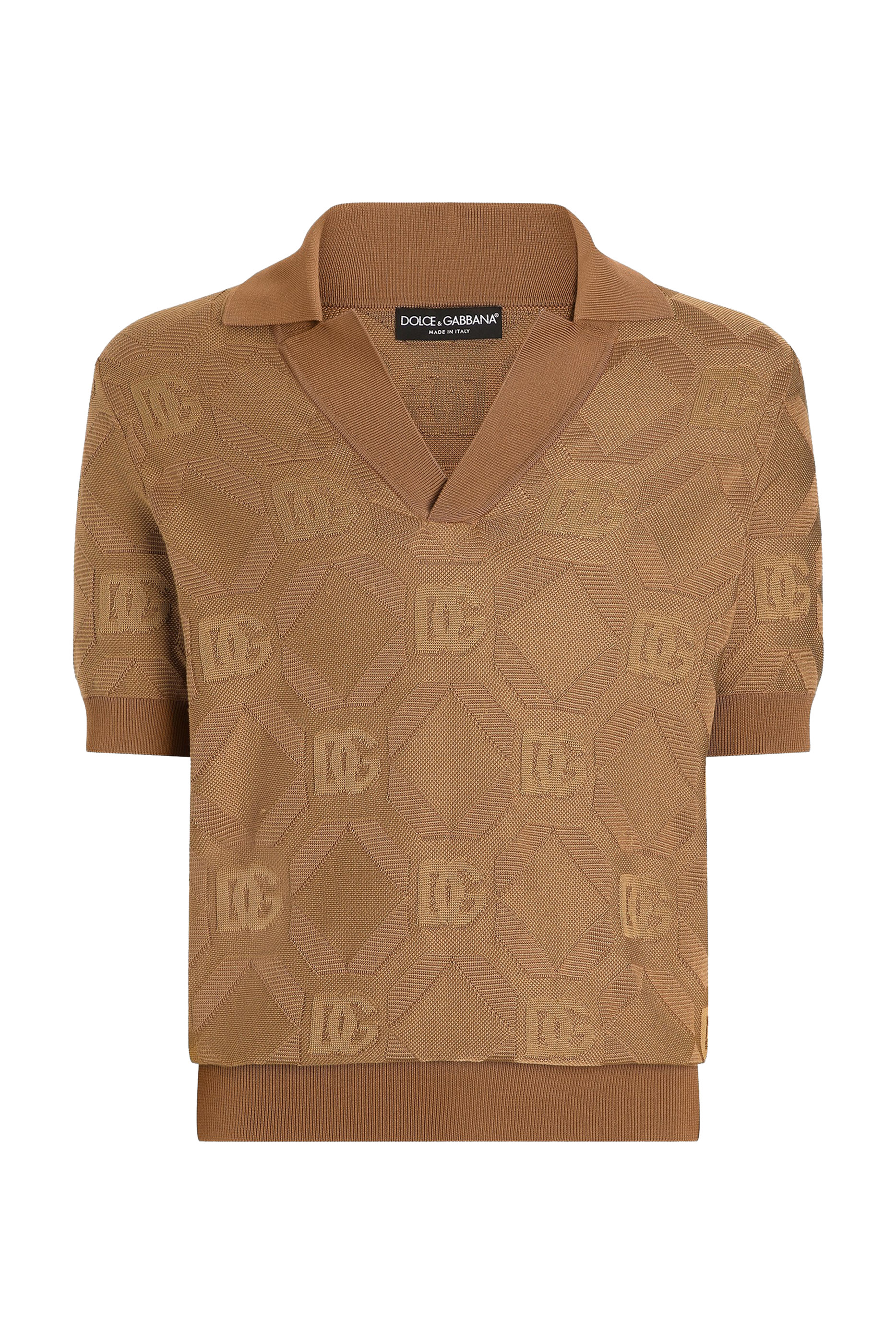 Jacquard Logo Silk Polo-Shirt