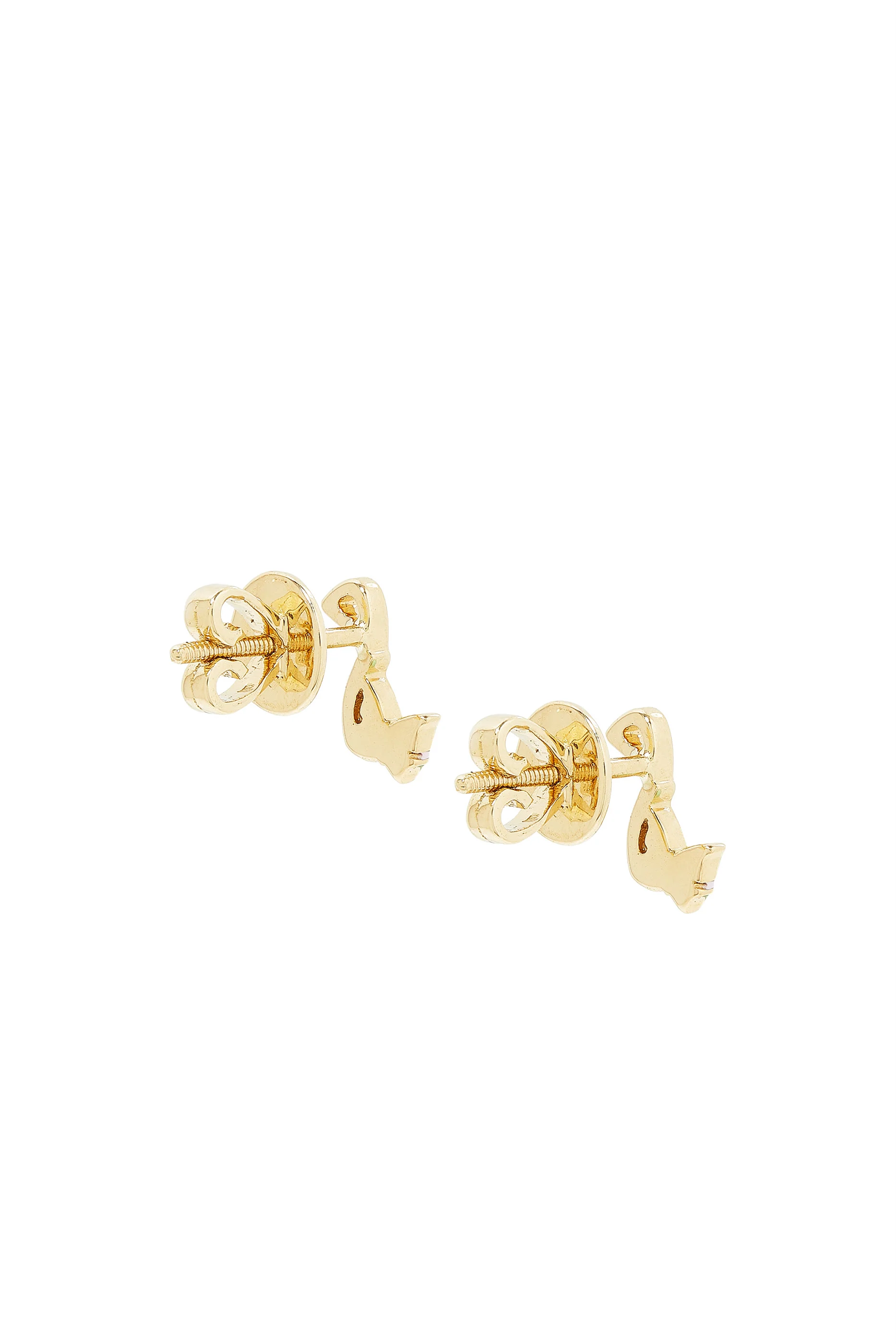 Kids Tiny Bling Arabic Letter Meem Butterfly Earring, 18K Yellow Gold & Enamel