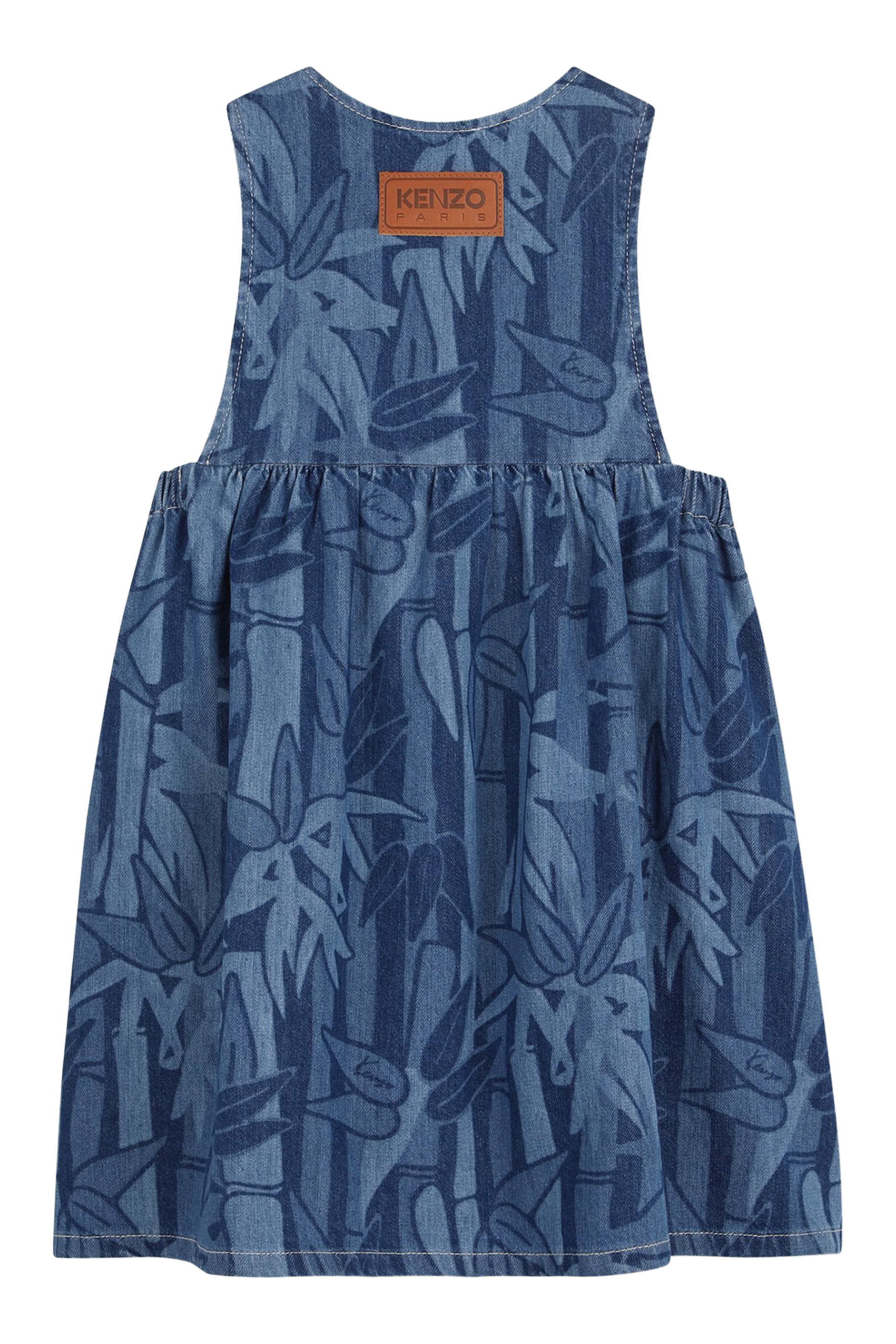 Kids Foliage-Print Denim Dress