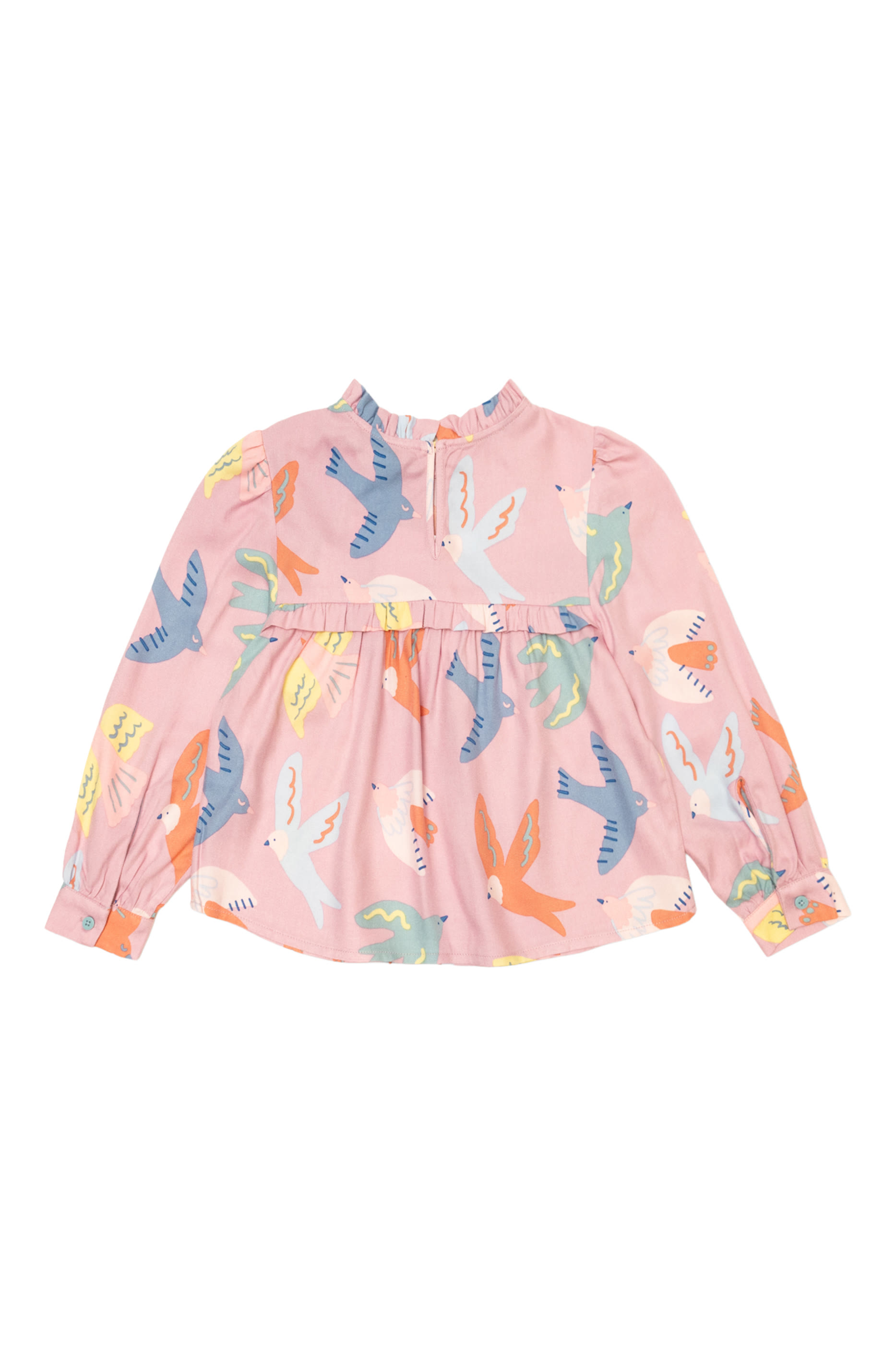 Kids Dove Print Pleated Long-Sleeve Top