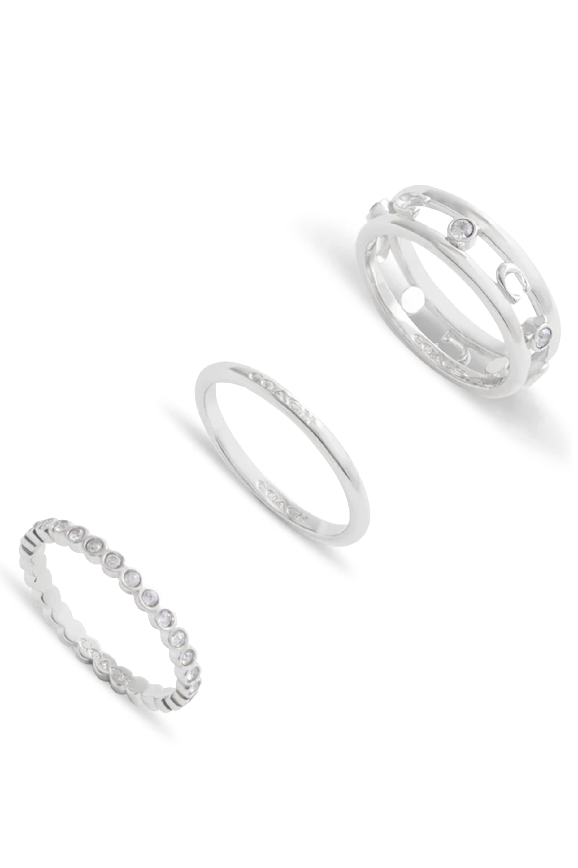 Signature C Open Ring Set, Plated Brass & Pav&eacute; Crystal