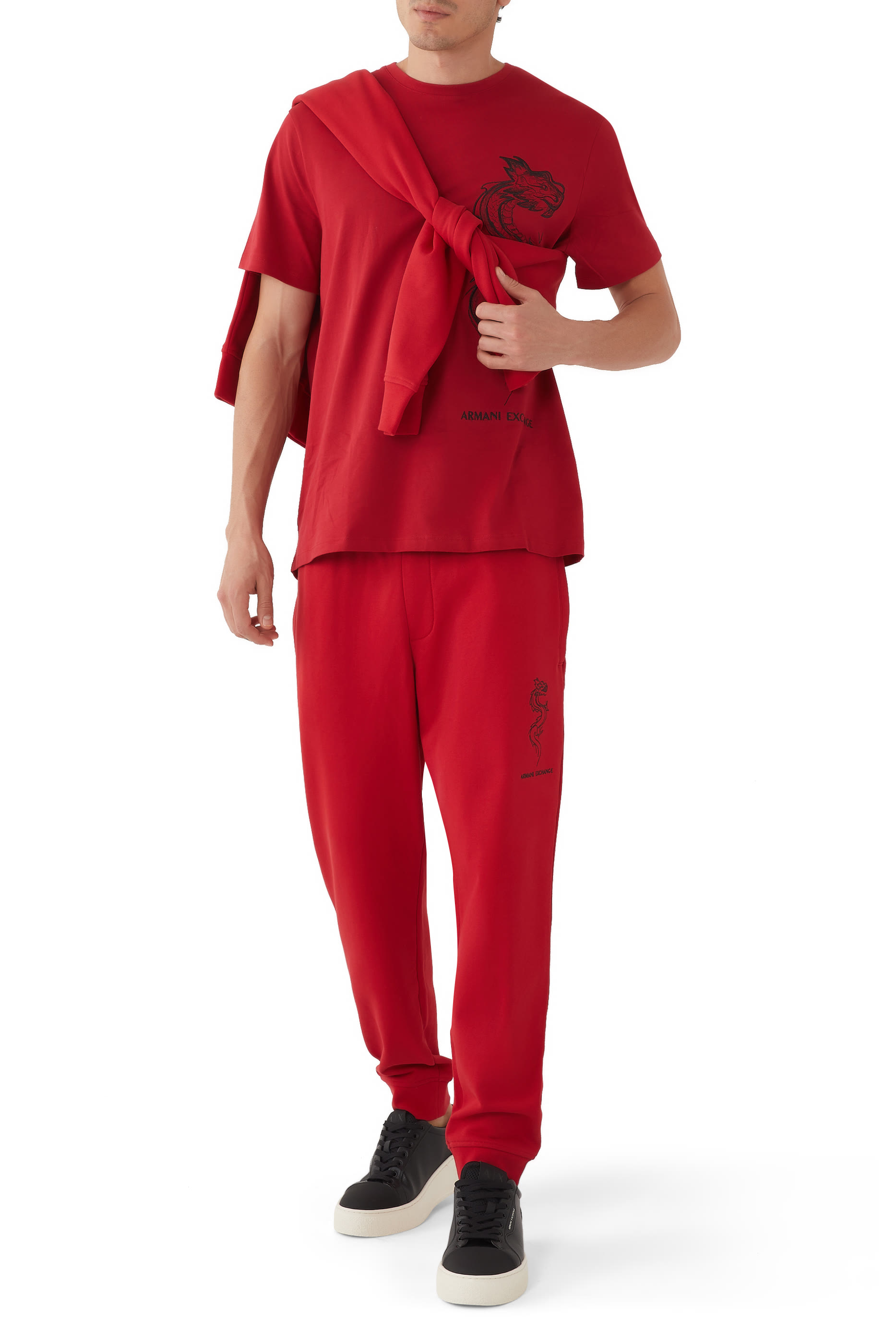 Dragon Embroidery Cotton Jersey Sweatpants