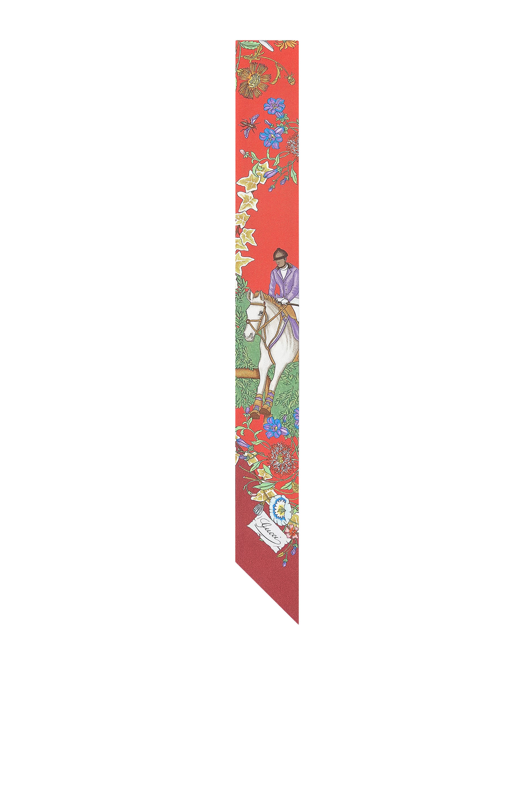 Allover Floral Print Silk Neck Bow