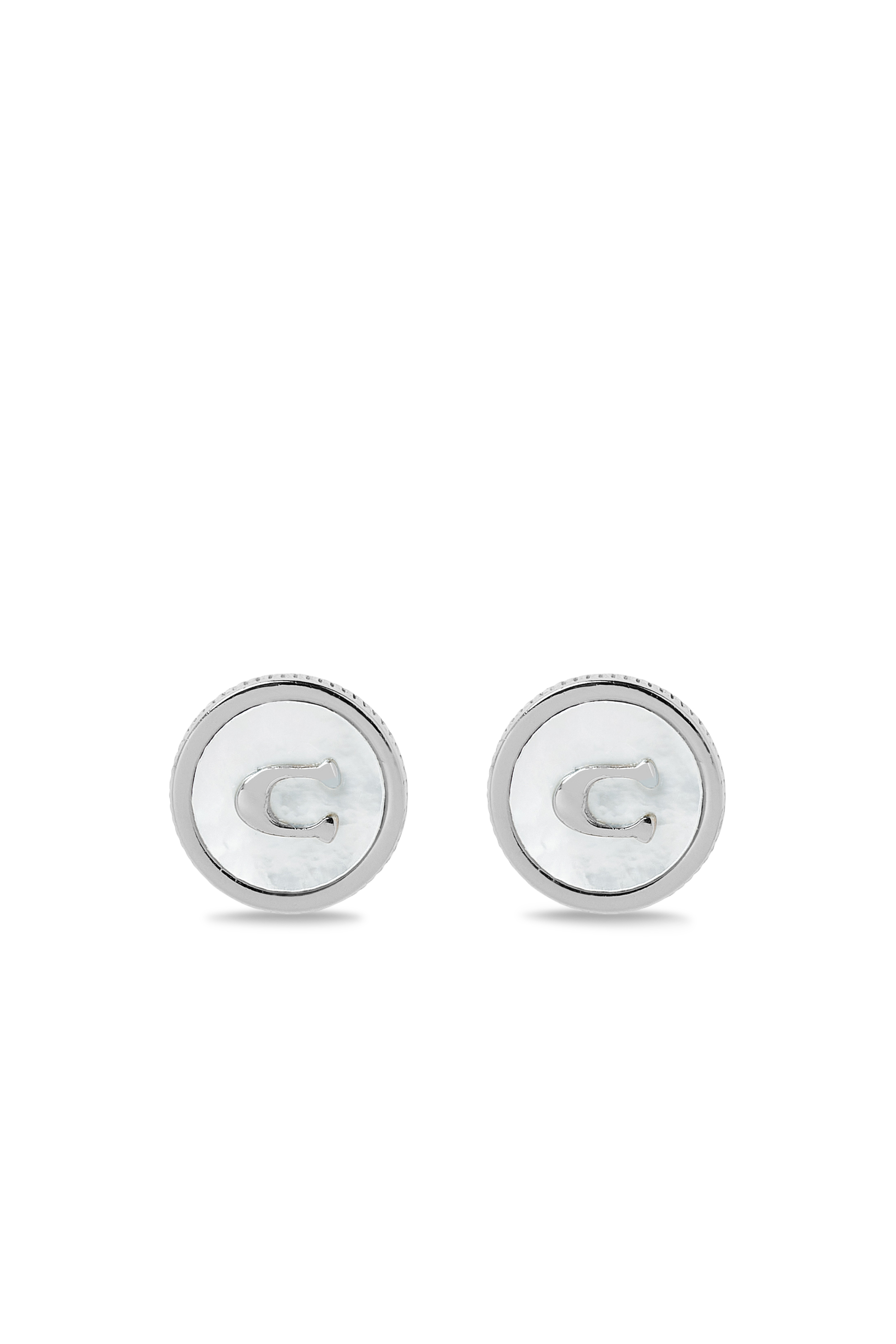 Mother Of Pearl Signature Coin Stud Earrings