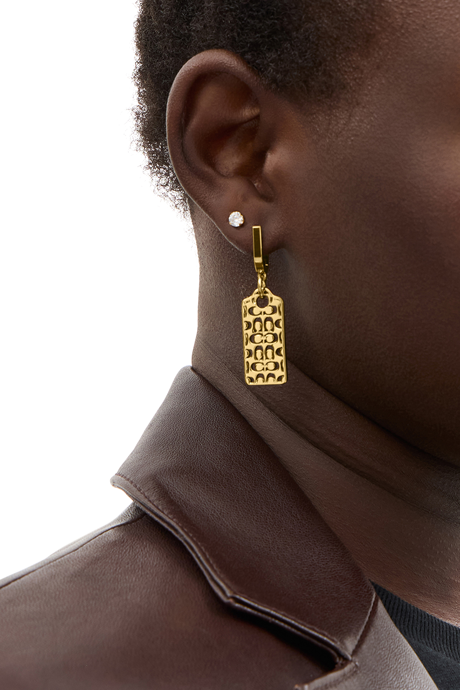 Cut Out Hangtag Drop Earrings