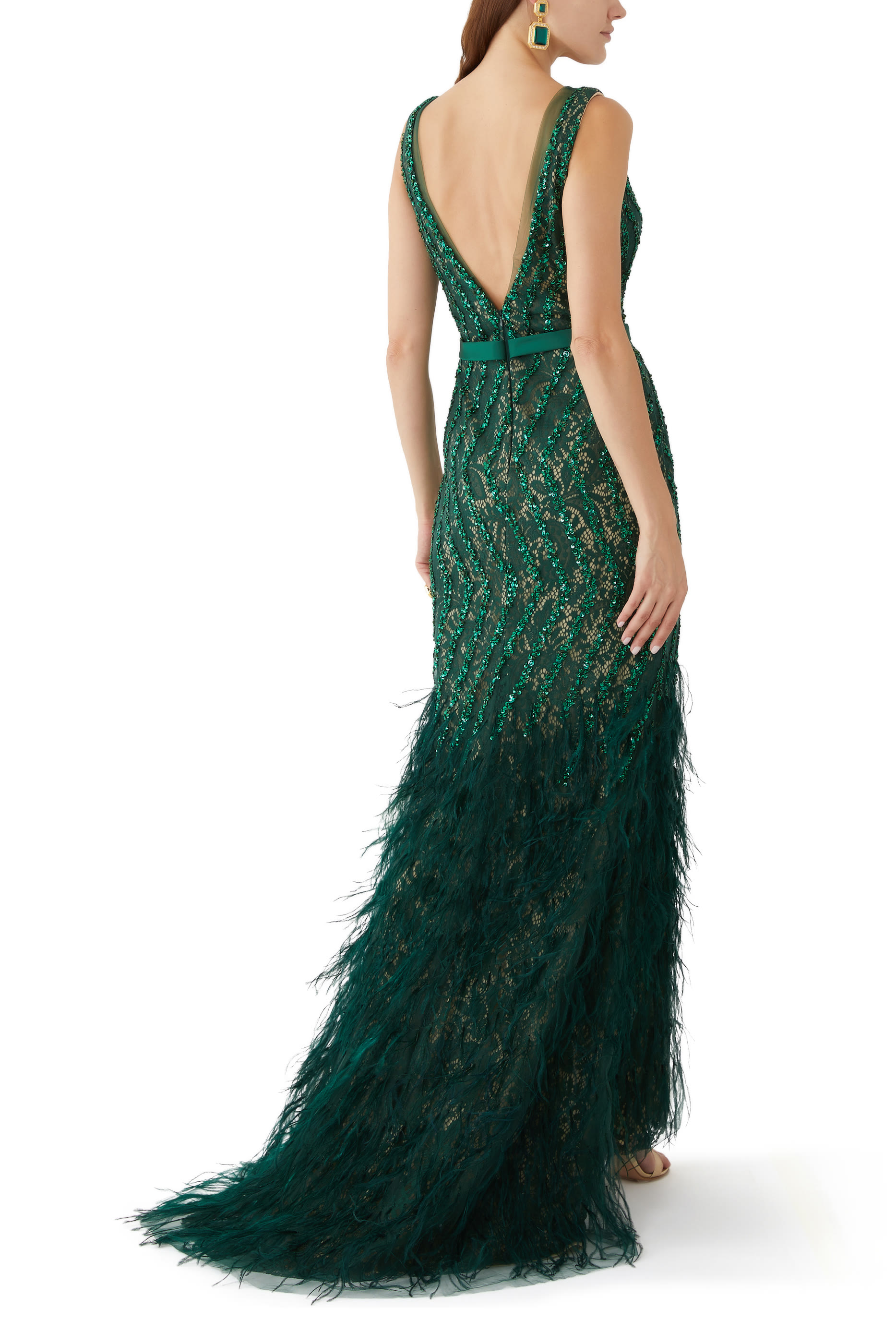 Feather Sleeveless Gown