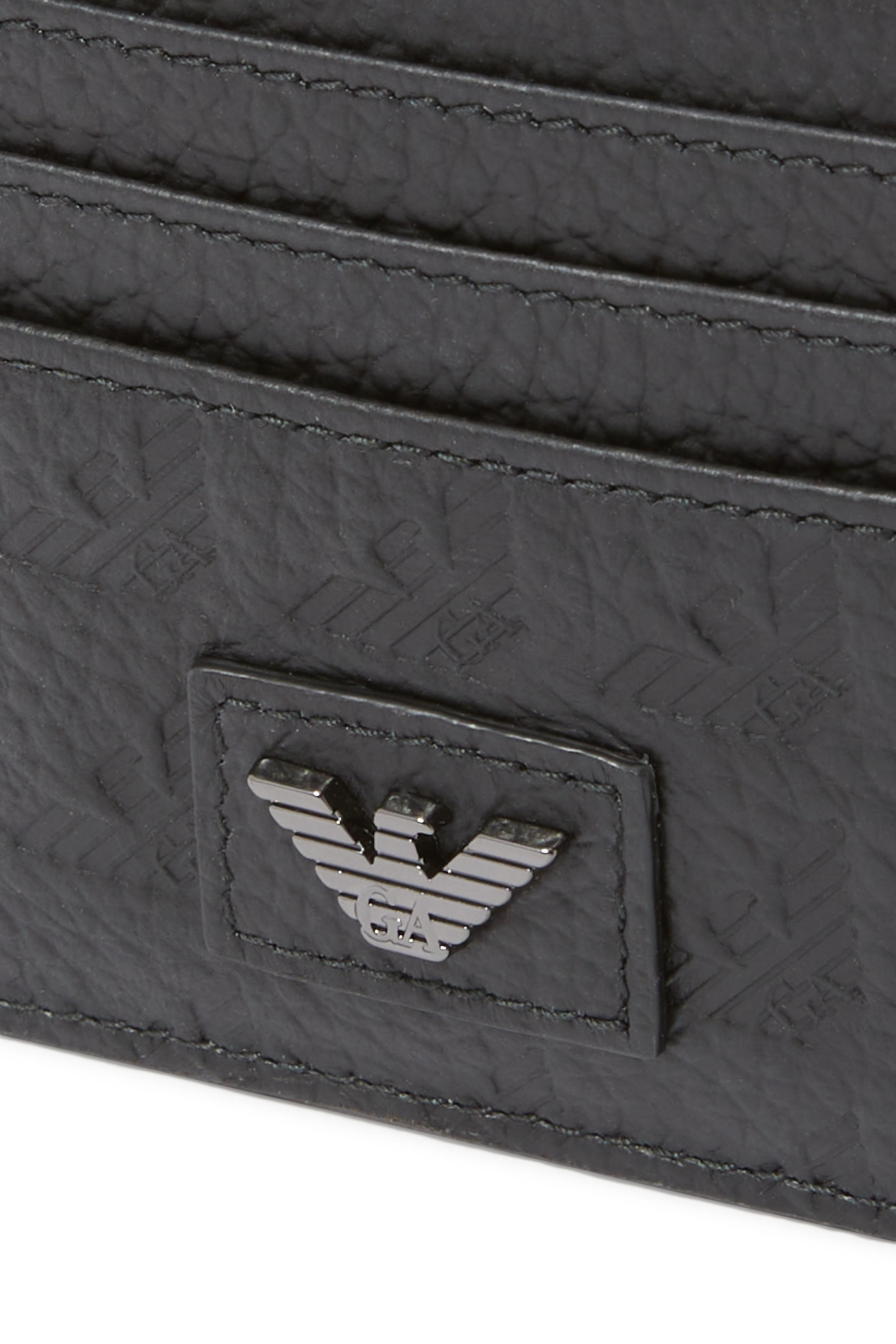 All-Over Embossed Eagle Leather Card Holder