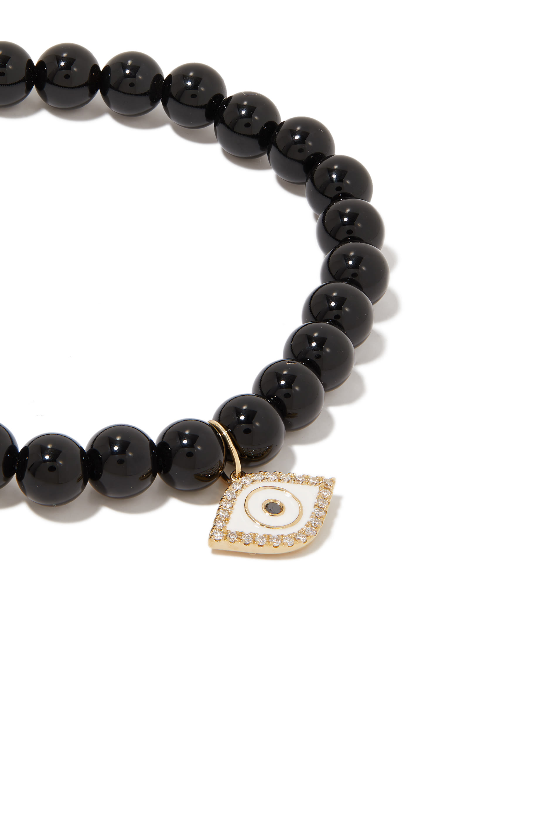 Evil Eye Charm Bracelet, 14k Yellow Gold, Onyx & Diamonds