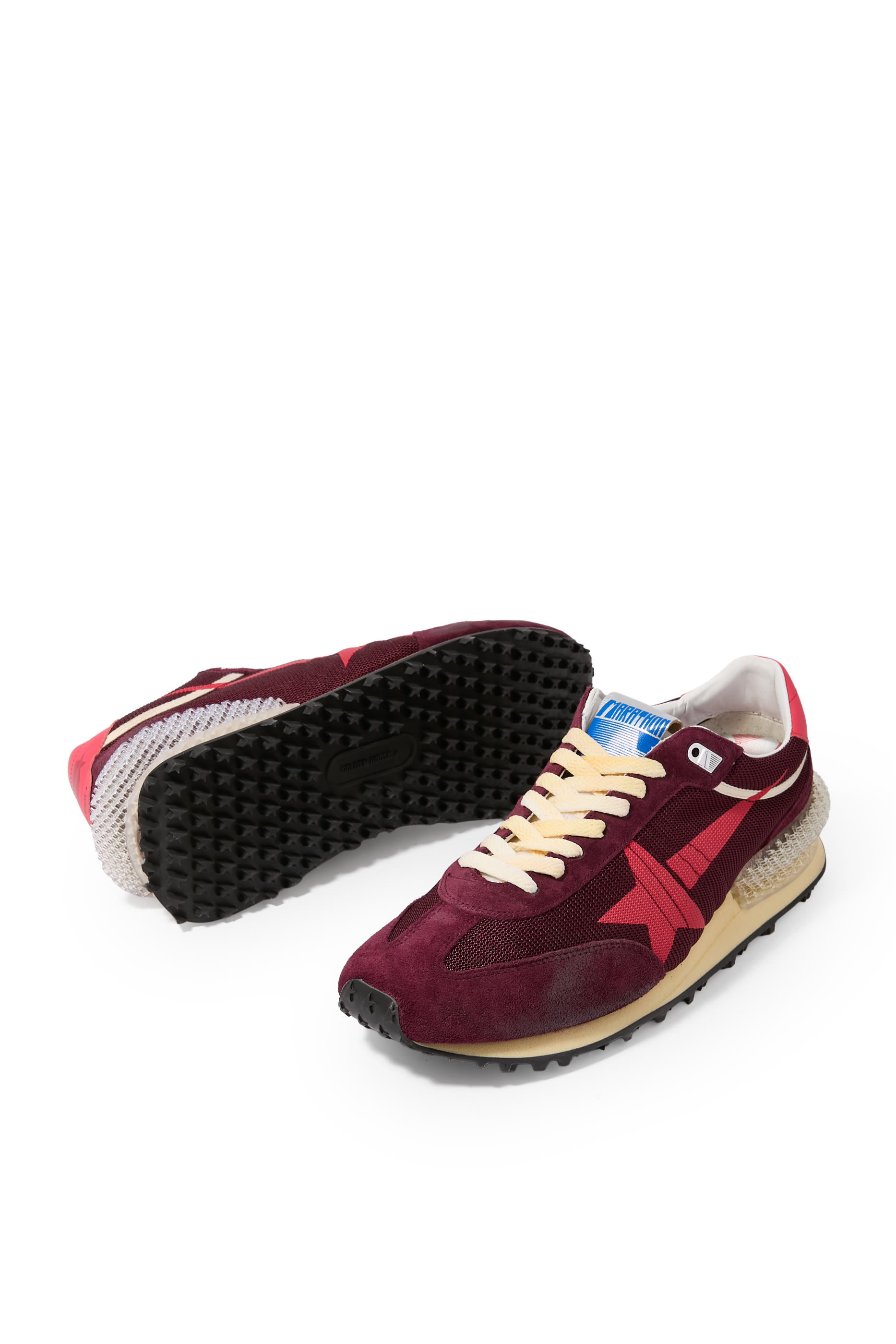 Men&rsquo;s Marathon Sneakers in Mesh and Suede with Printed Star