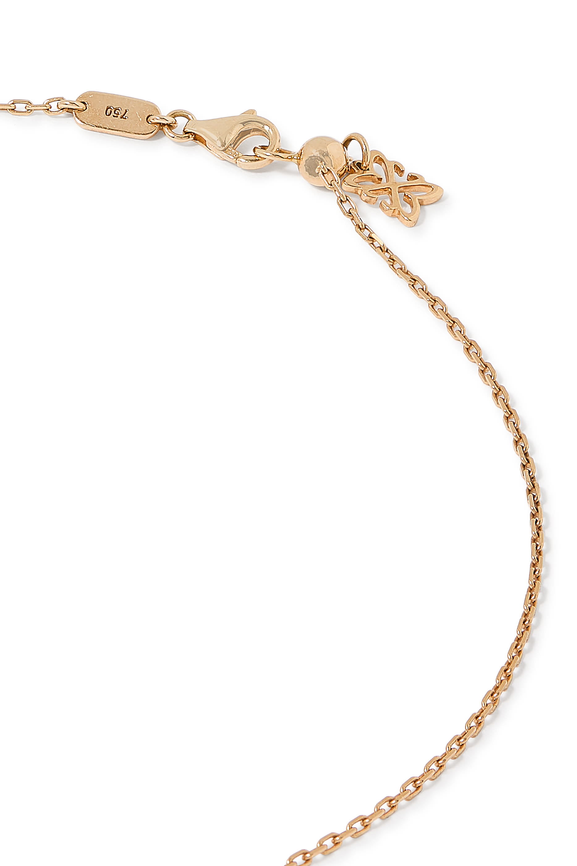 Letter R Silhouette Necklace, 18k Yellow Gold with Diamonds