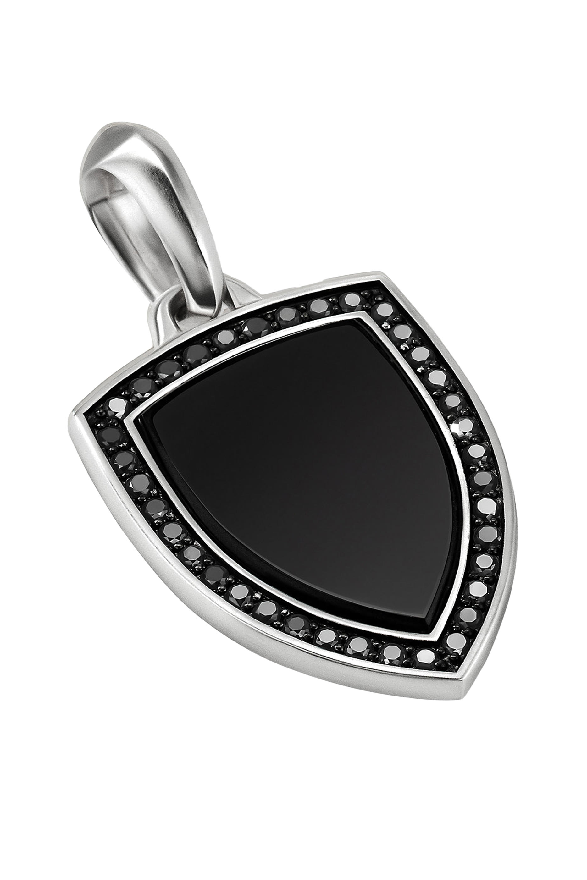 Shield Amulet, Sterling Silver, Black Onyx & Black Diamonds