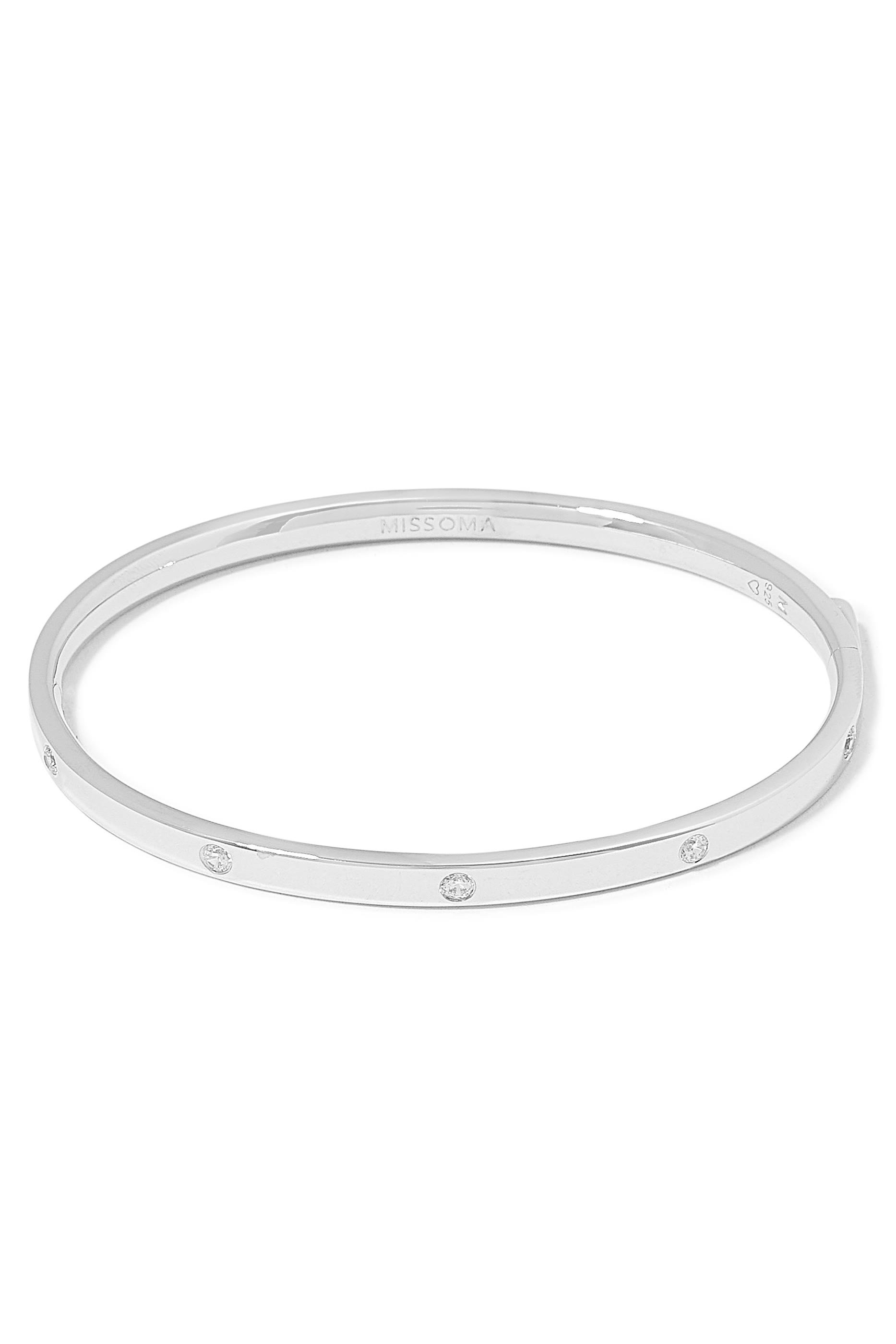 Interstellar Hinged Bangle, Rhodium Plated on Recycled Sterling Silver & Cubic Zirconia