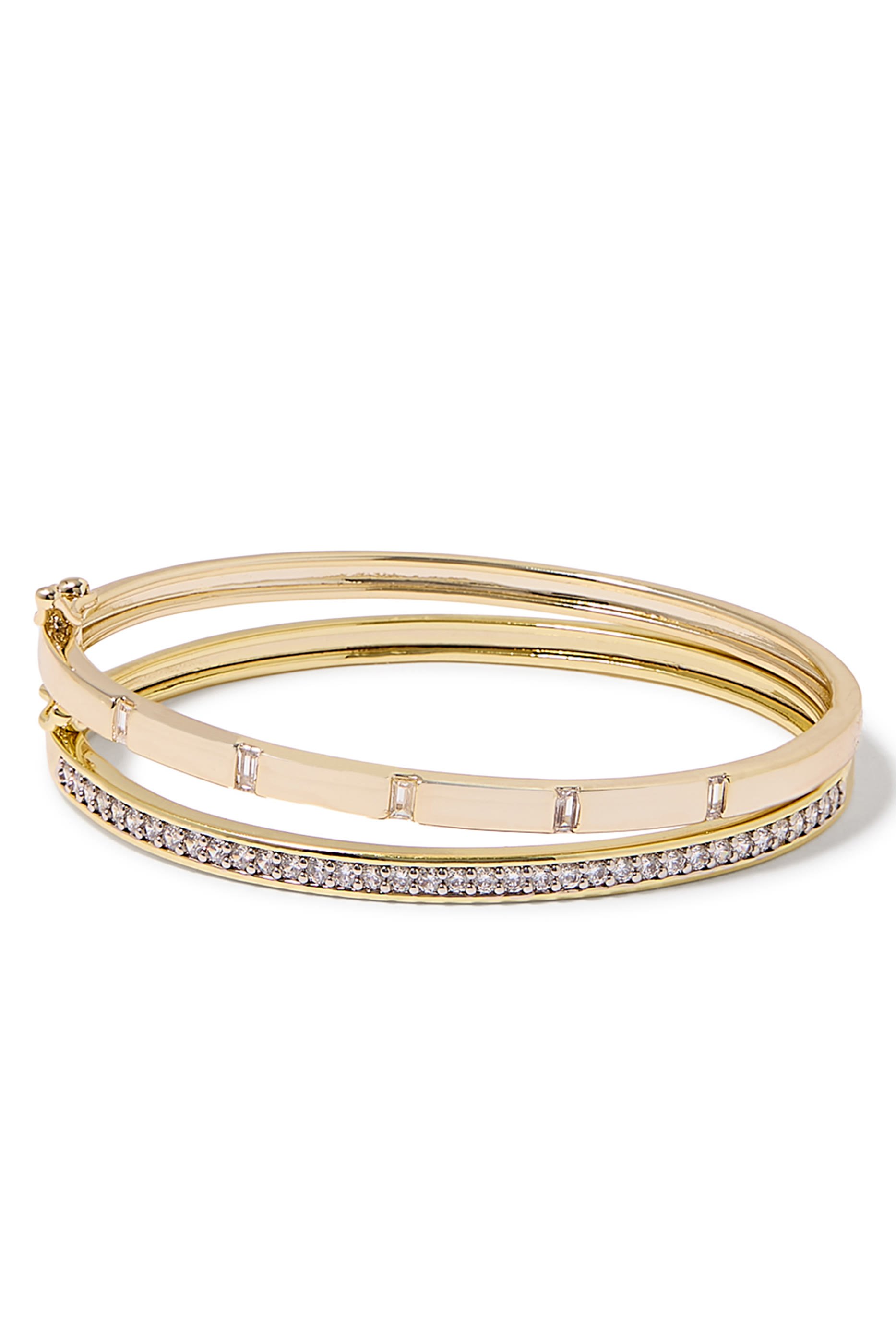 Pave Bangle and Station CZ Bangle Set