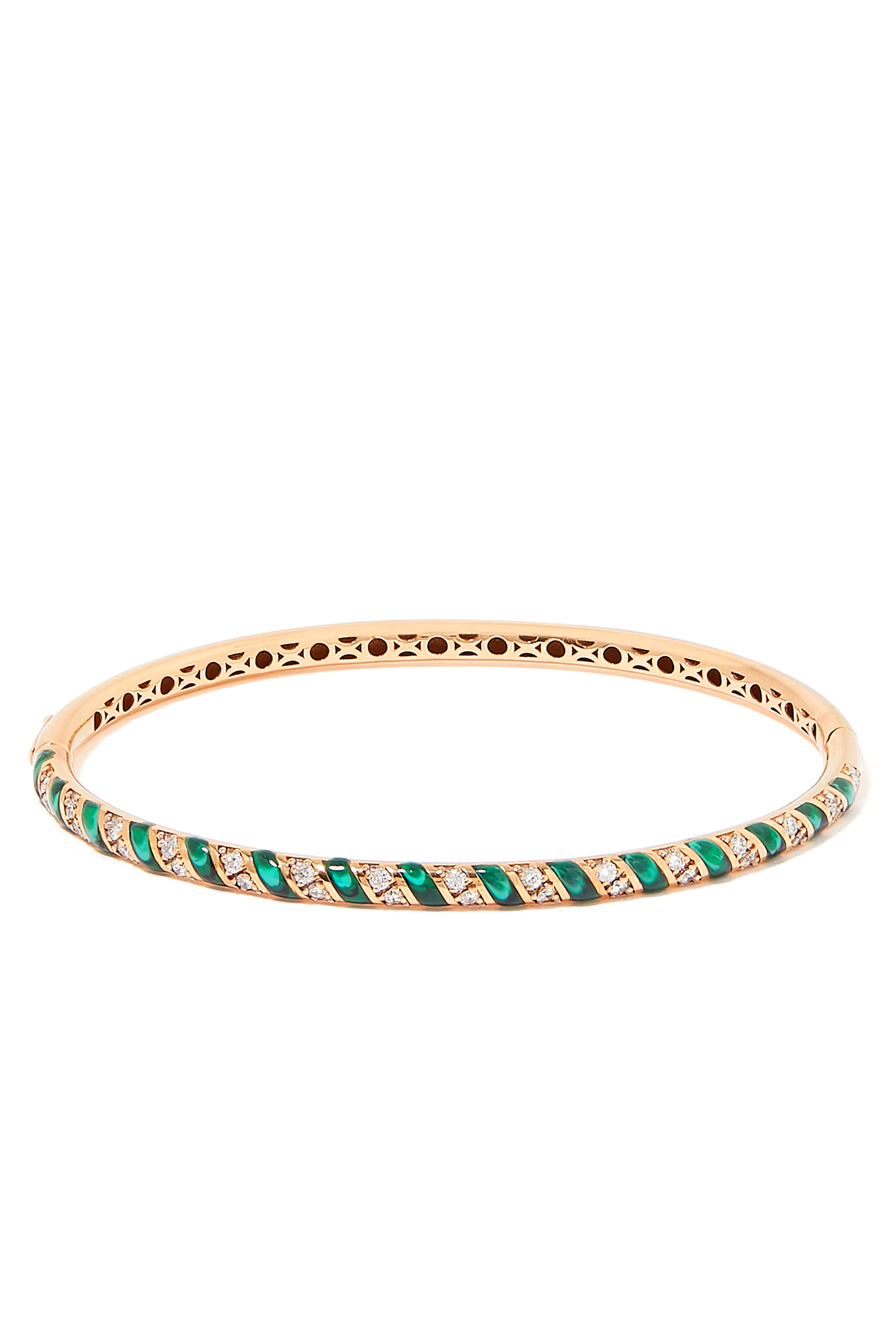 Tornado Bracelet, 18k Rose Gold with Green Mother of Pearl & Diamonds