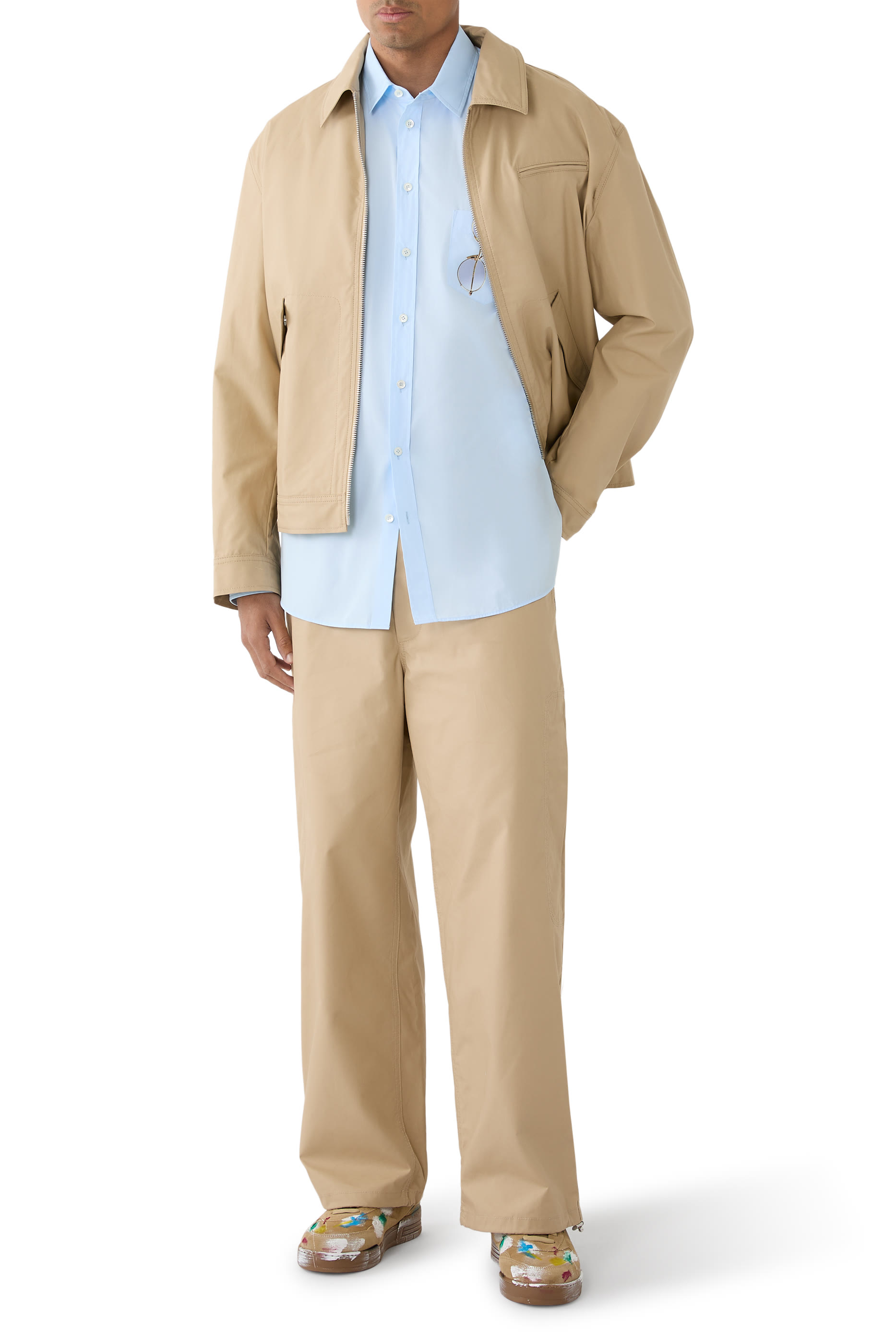  Printed Stretch Cotton Poplin Shirt