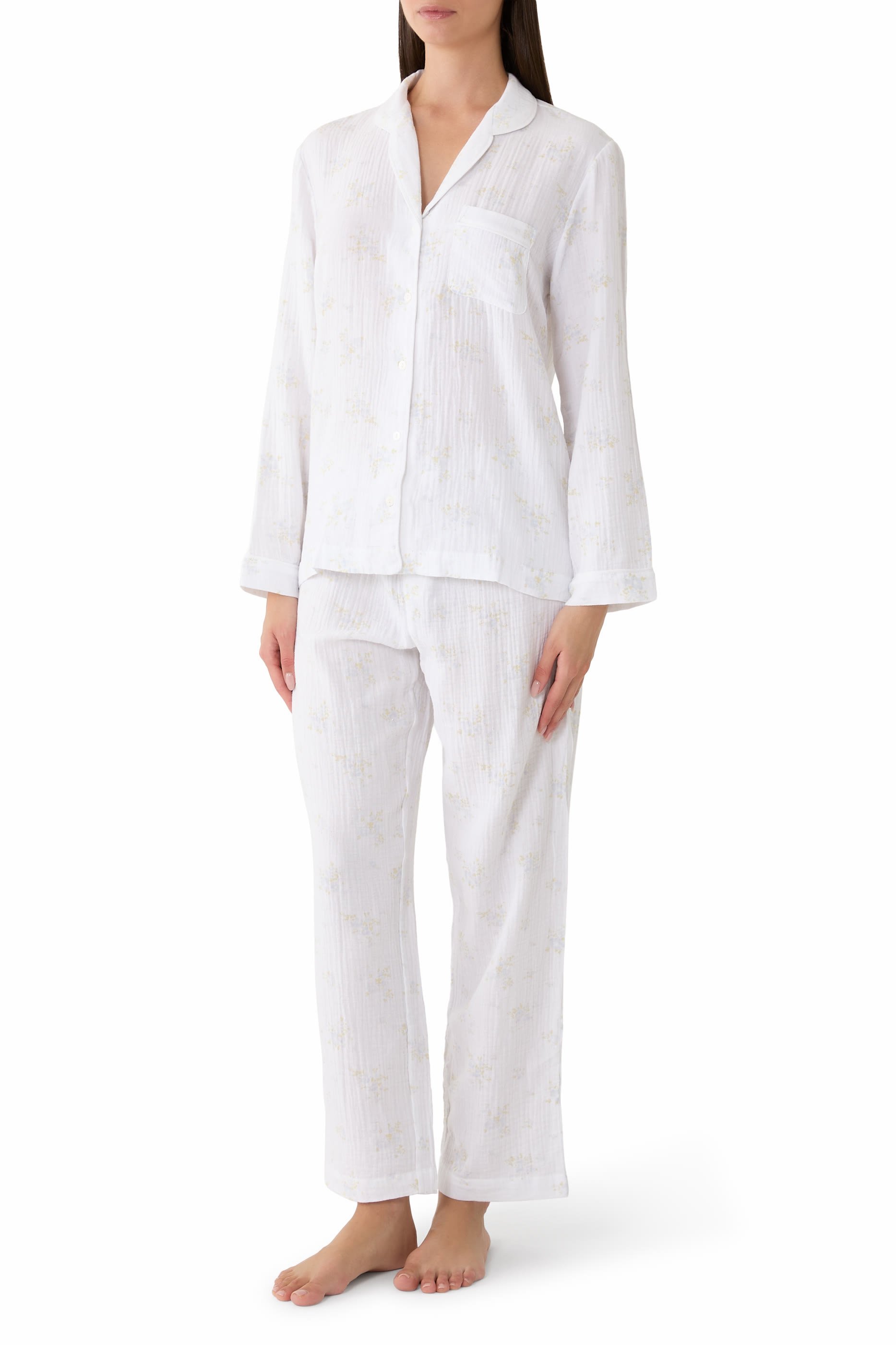 Double Cotton Classic Faded Floral Pajama Set