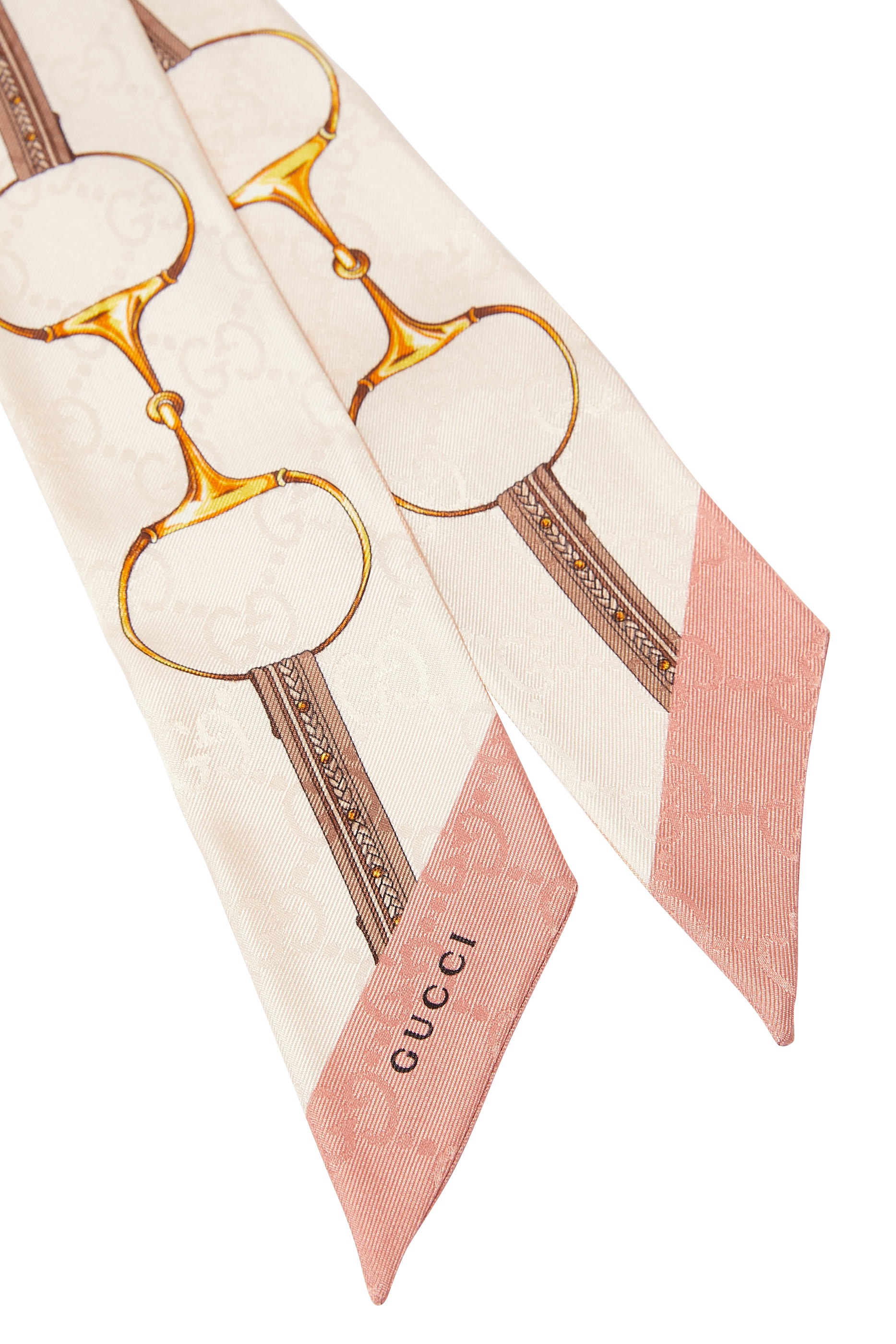 Horsebit Print Silk Neck Bow