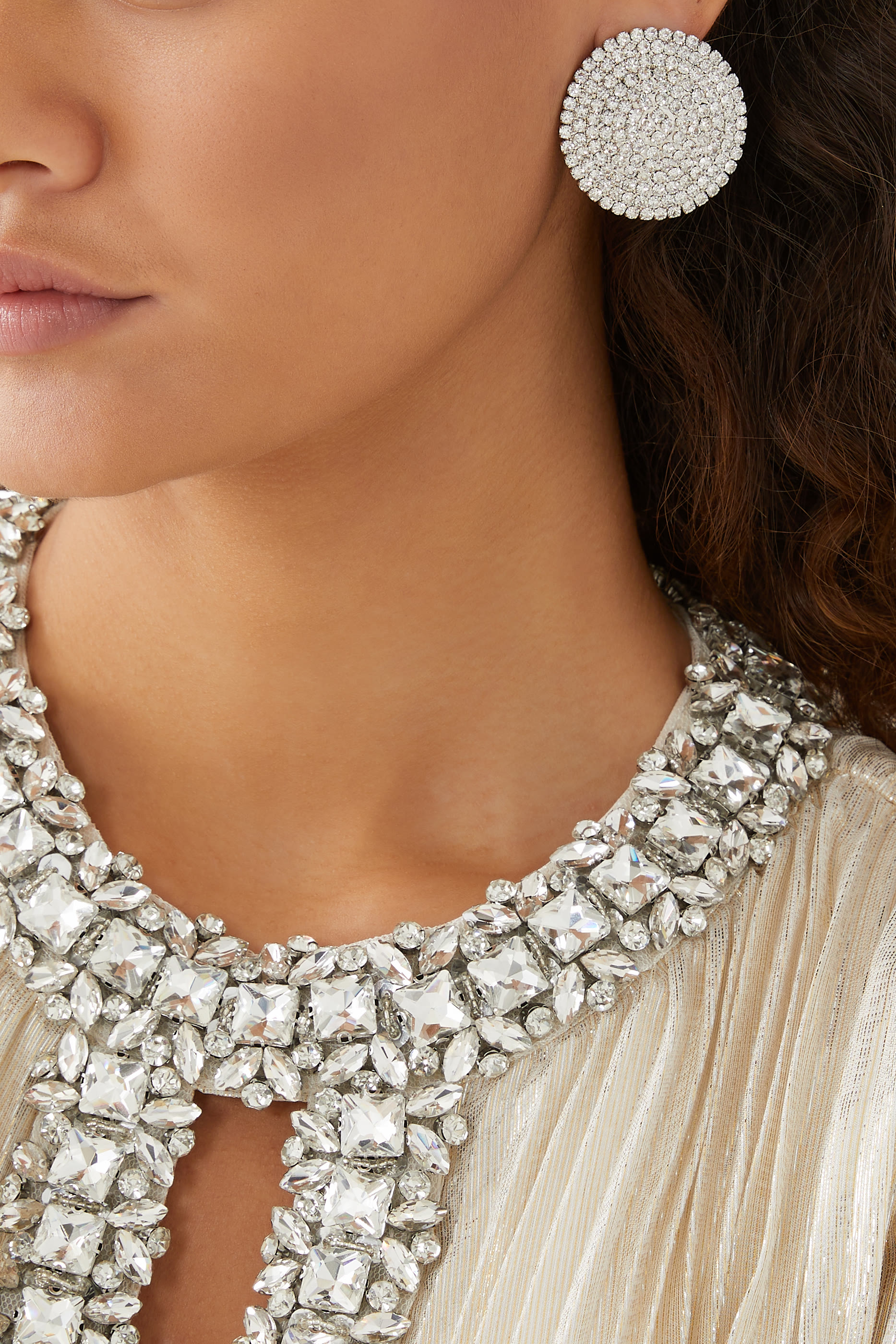 Large Round Crystal Earrings