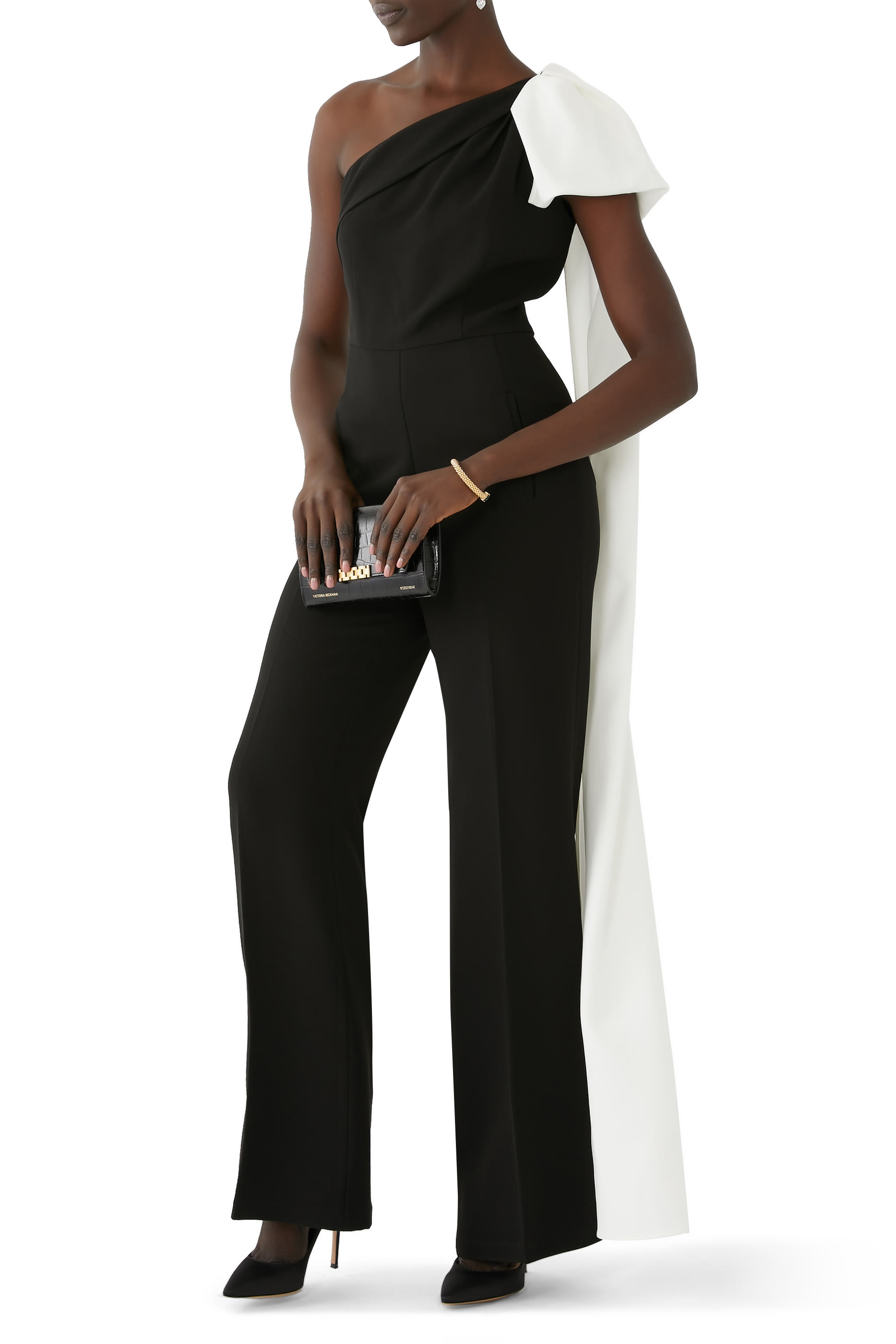 Asymmetric Bow Stretch Cady Jumpsuit