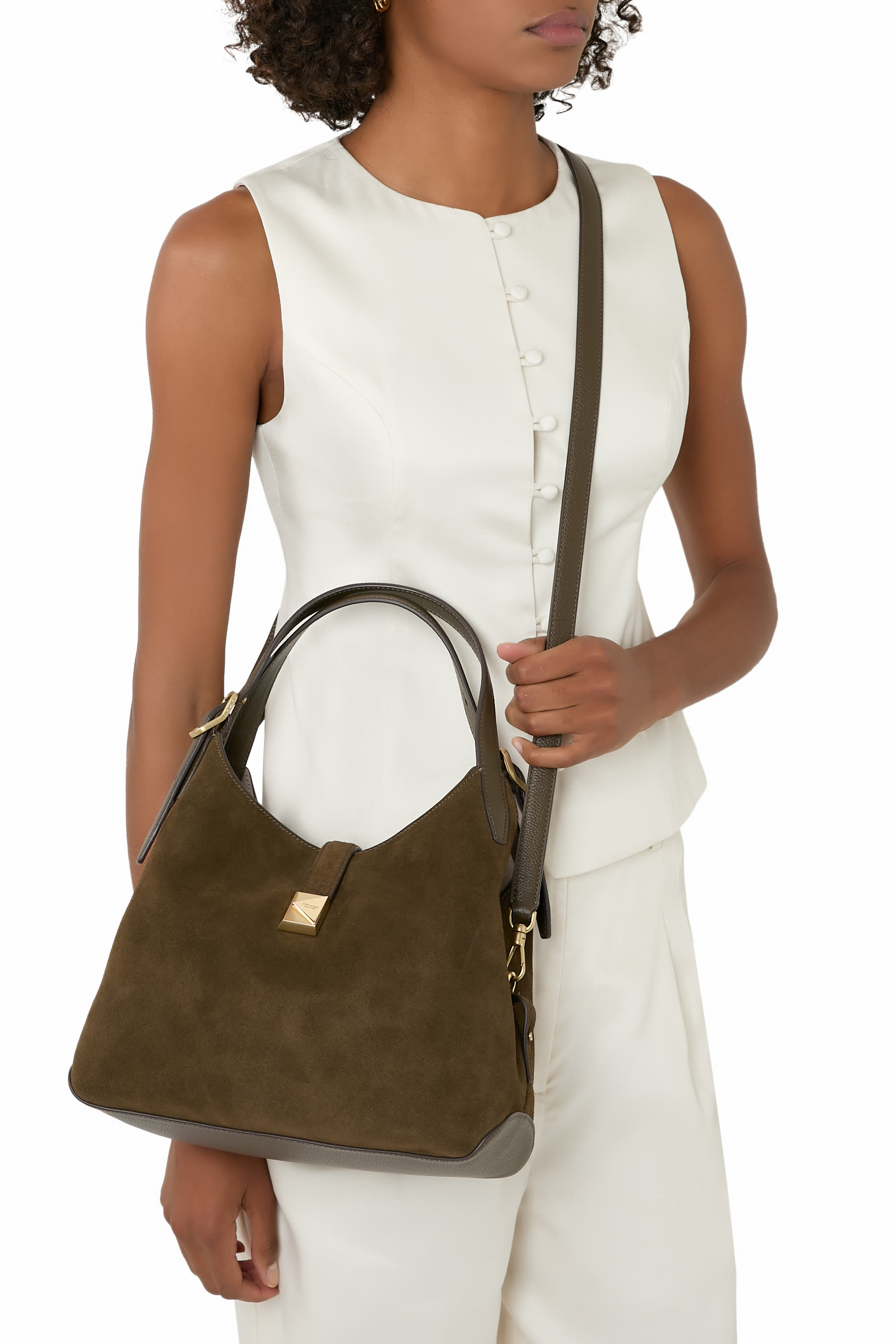 Deco Suede Crossbody Tote Bag