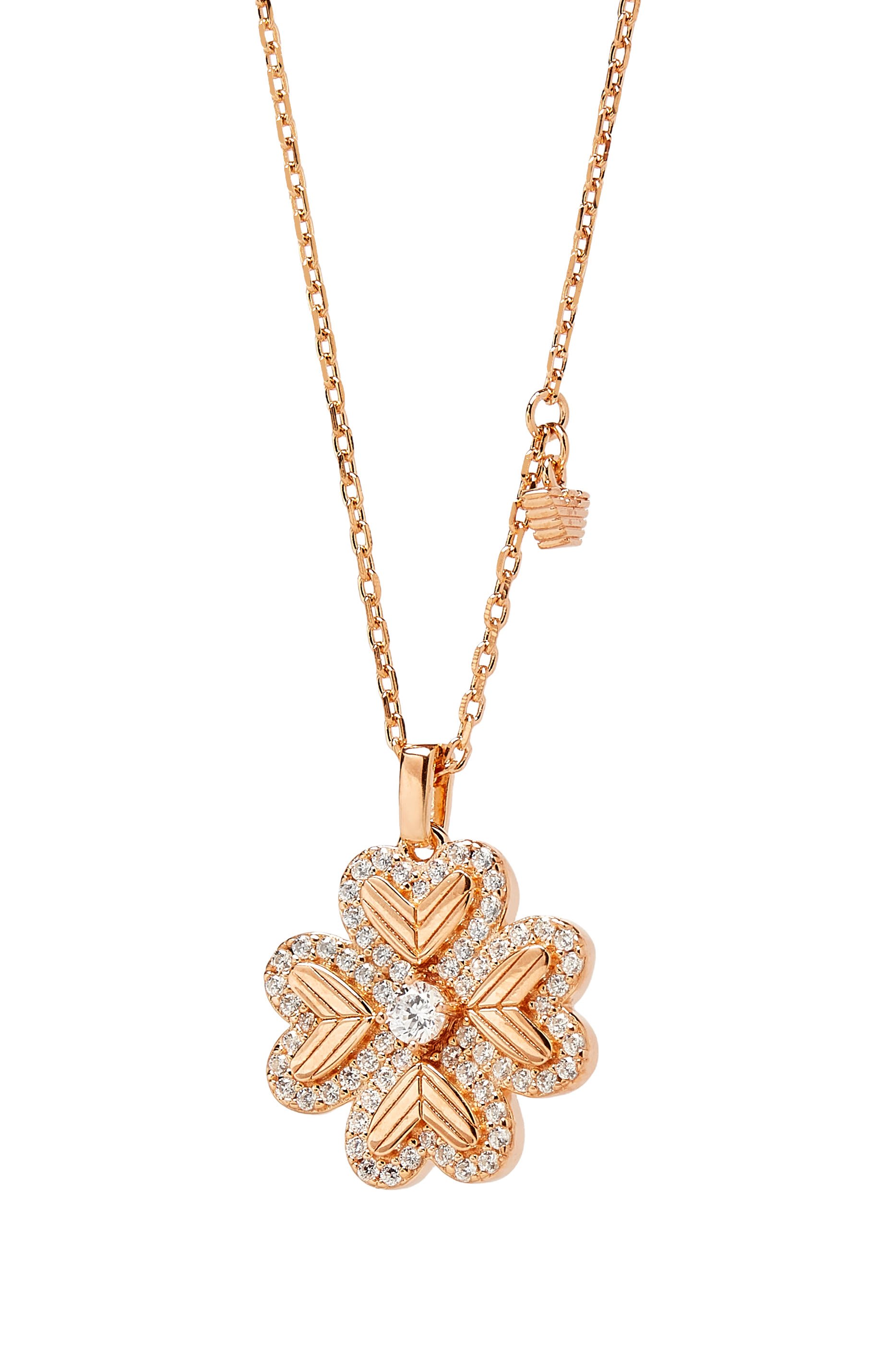 Pendant Necklace, Rose Gold-Tone Sterling Silver & Cubic Zirconia