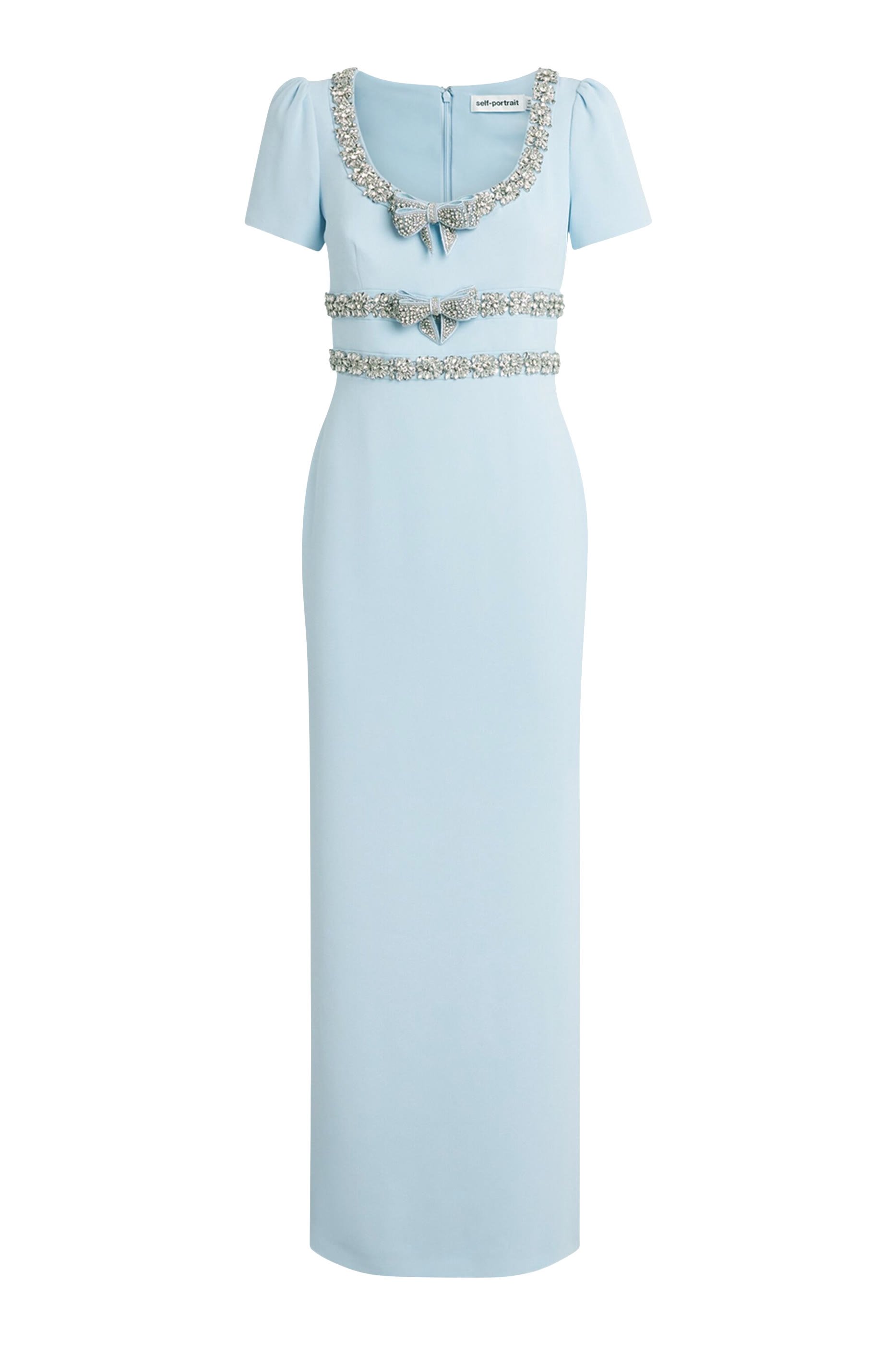 Crepe Embellished Bow Maxi Dress