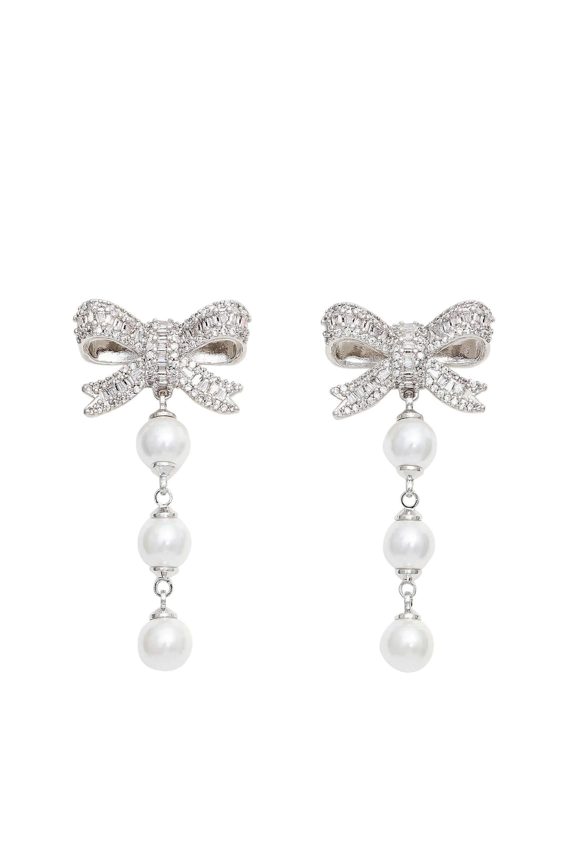 Crystal Bow Droplet Earrings