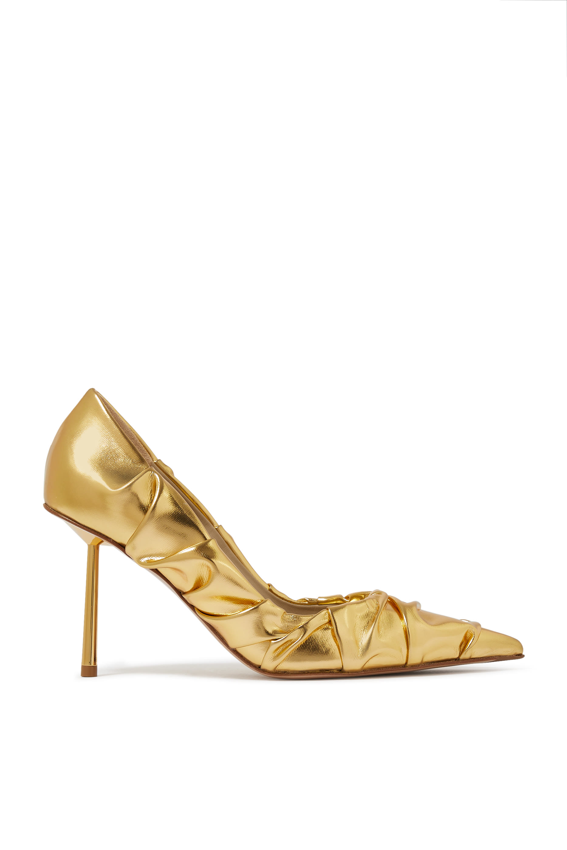 Fedra 80 Metallic Leather Ruched Pumps
