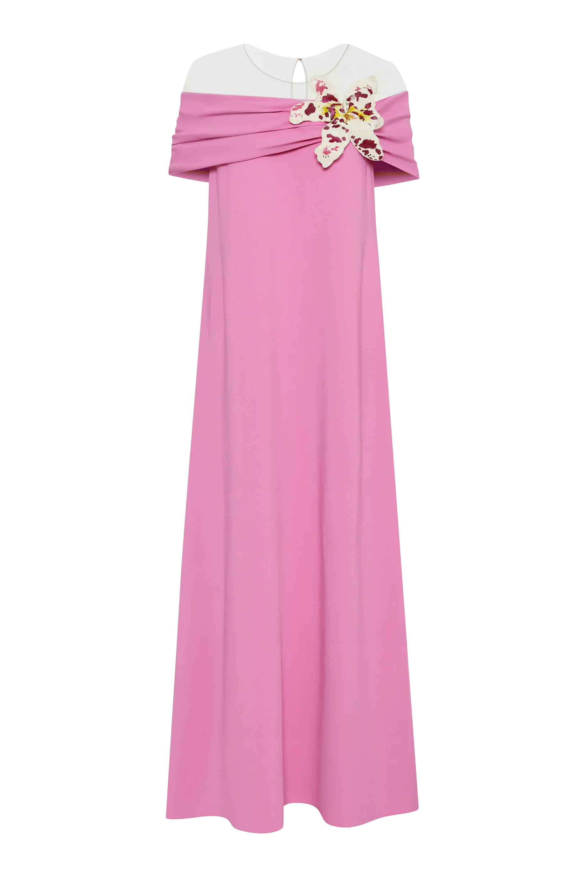 Watercolor Orchid Off-Shoulder Dress