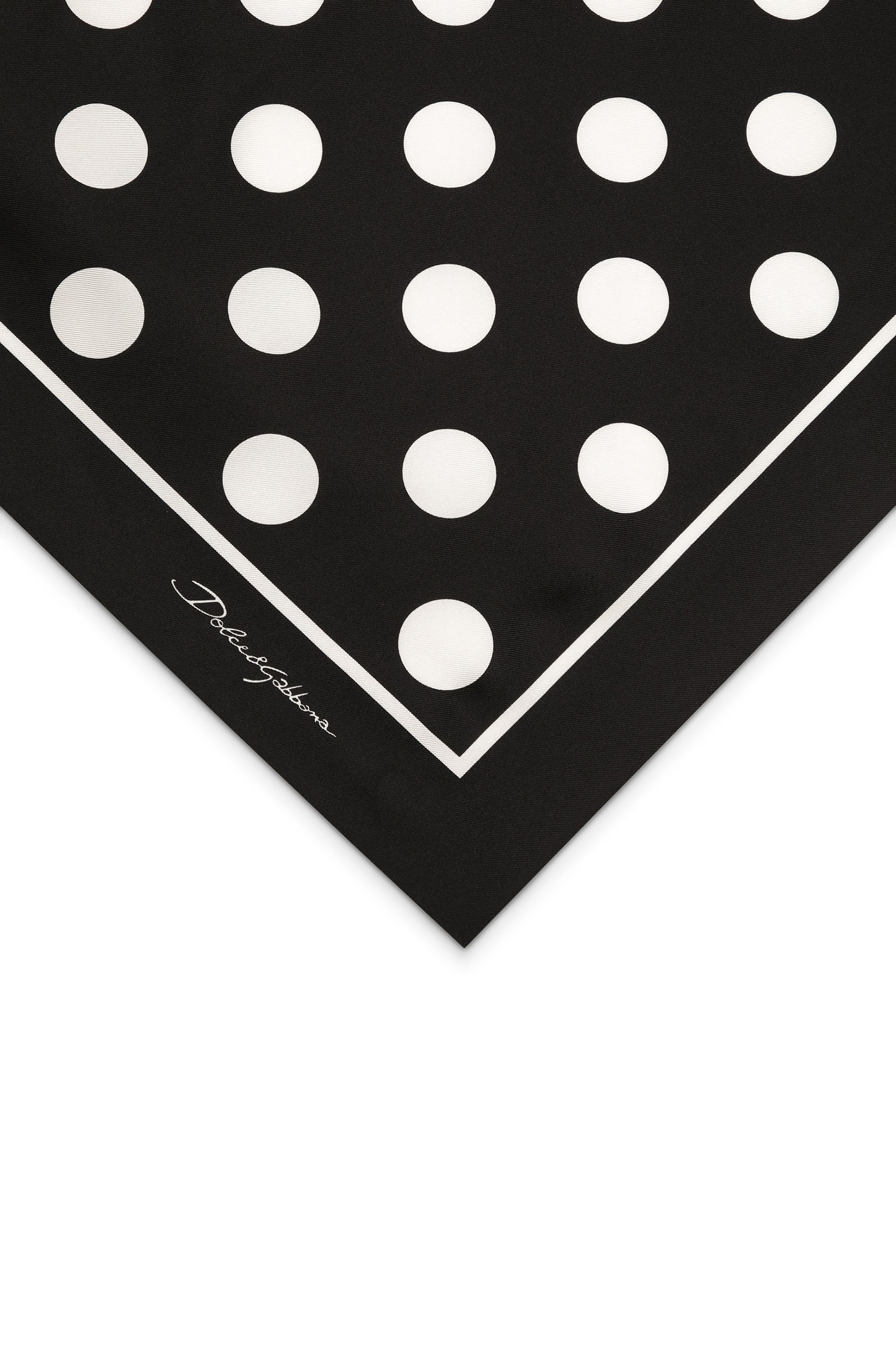 Polka-Dot Print Silk Twill Scarf