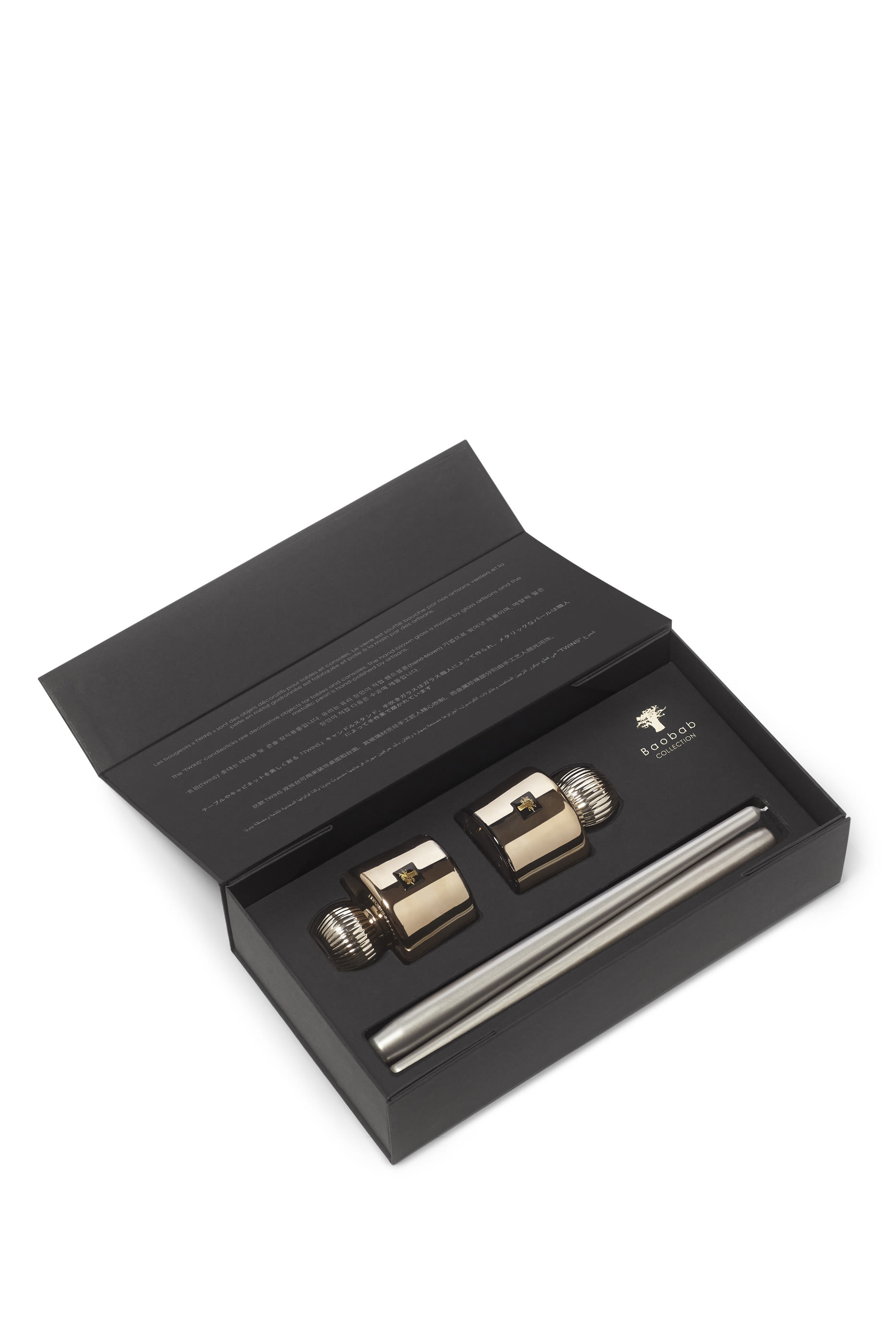 Les Exclusives Platinum Twins Candleholders & Candlesticks Set