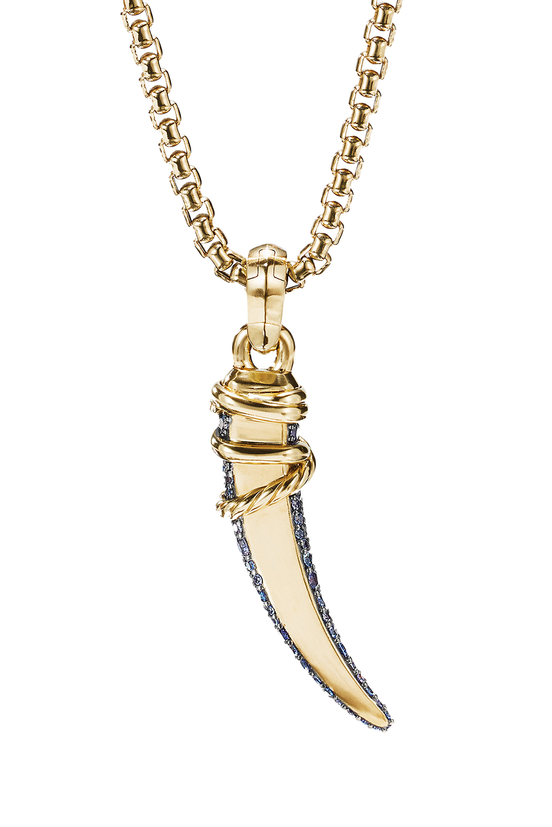Tusk Amulet, 18k Gold & Sapphire