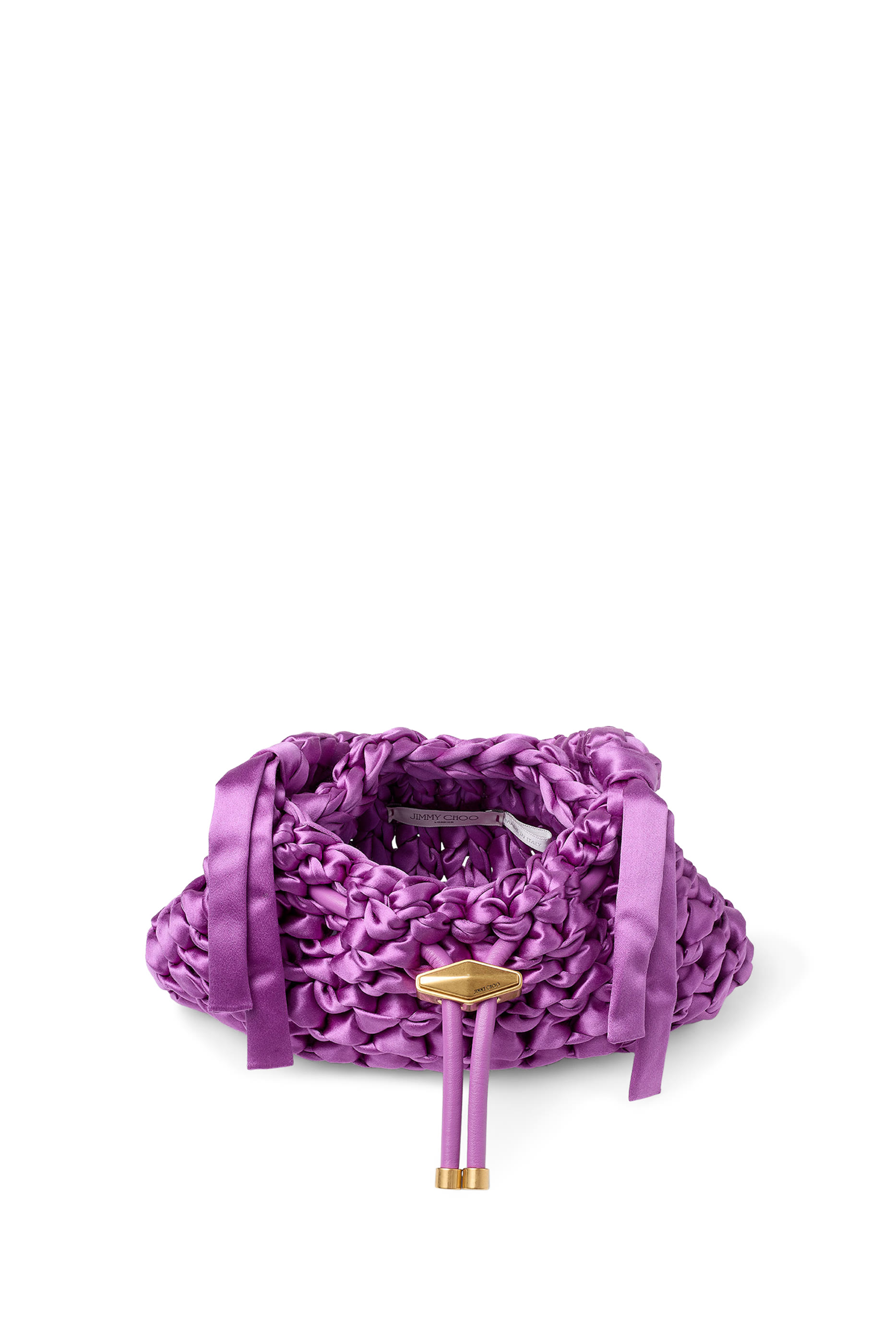 Cinch Woven Satin Top Handle Bag