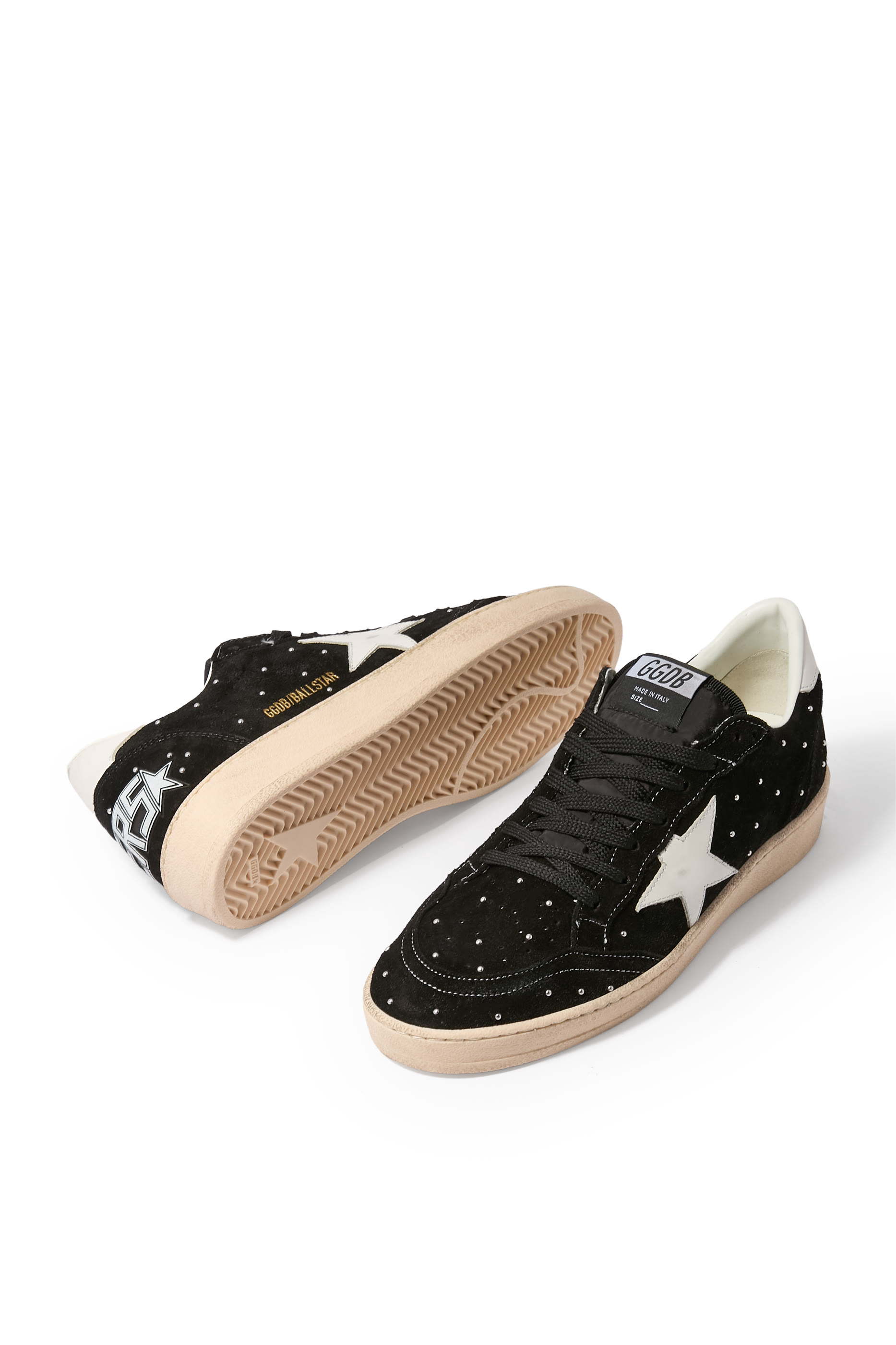 Women&rsquo;s Ball Star Sneakers in Suede with Studs and Leather Star