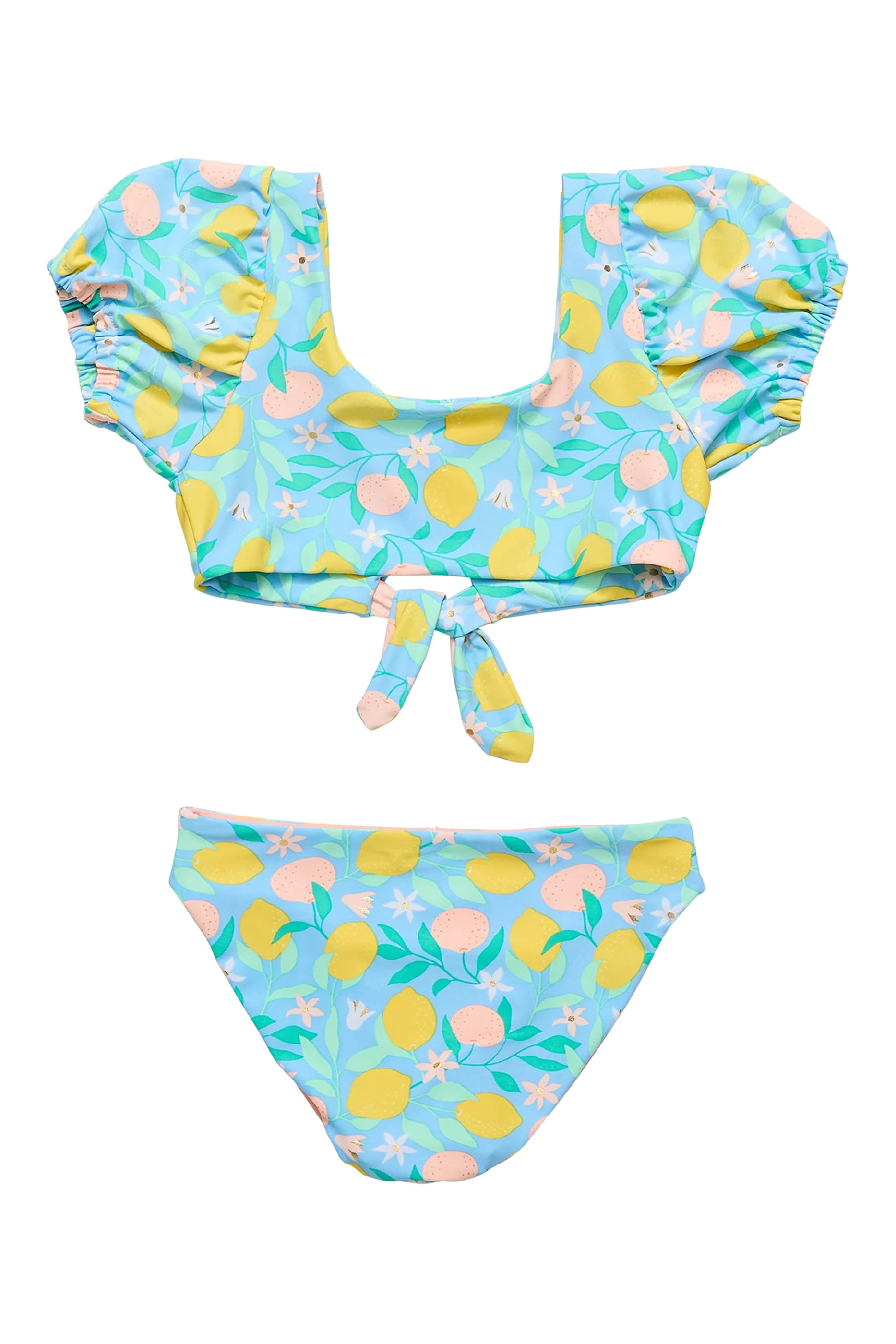 Kids Lemon Drops Knot Front Bikini