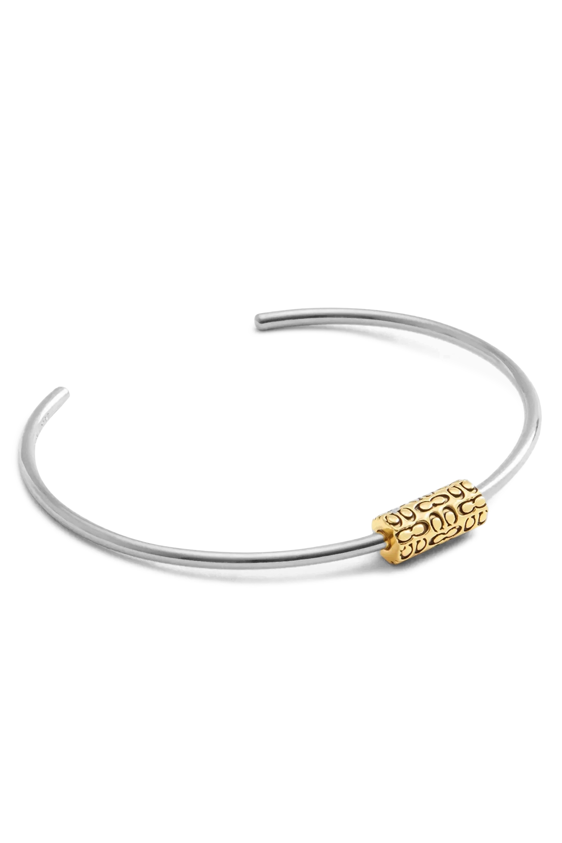 Quilted Signature Bead Cuff, Plated Brass & Cubic Zirconia