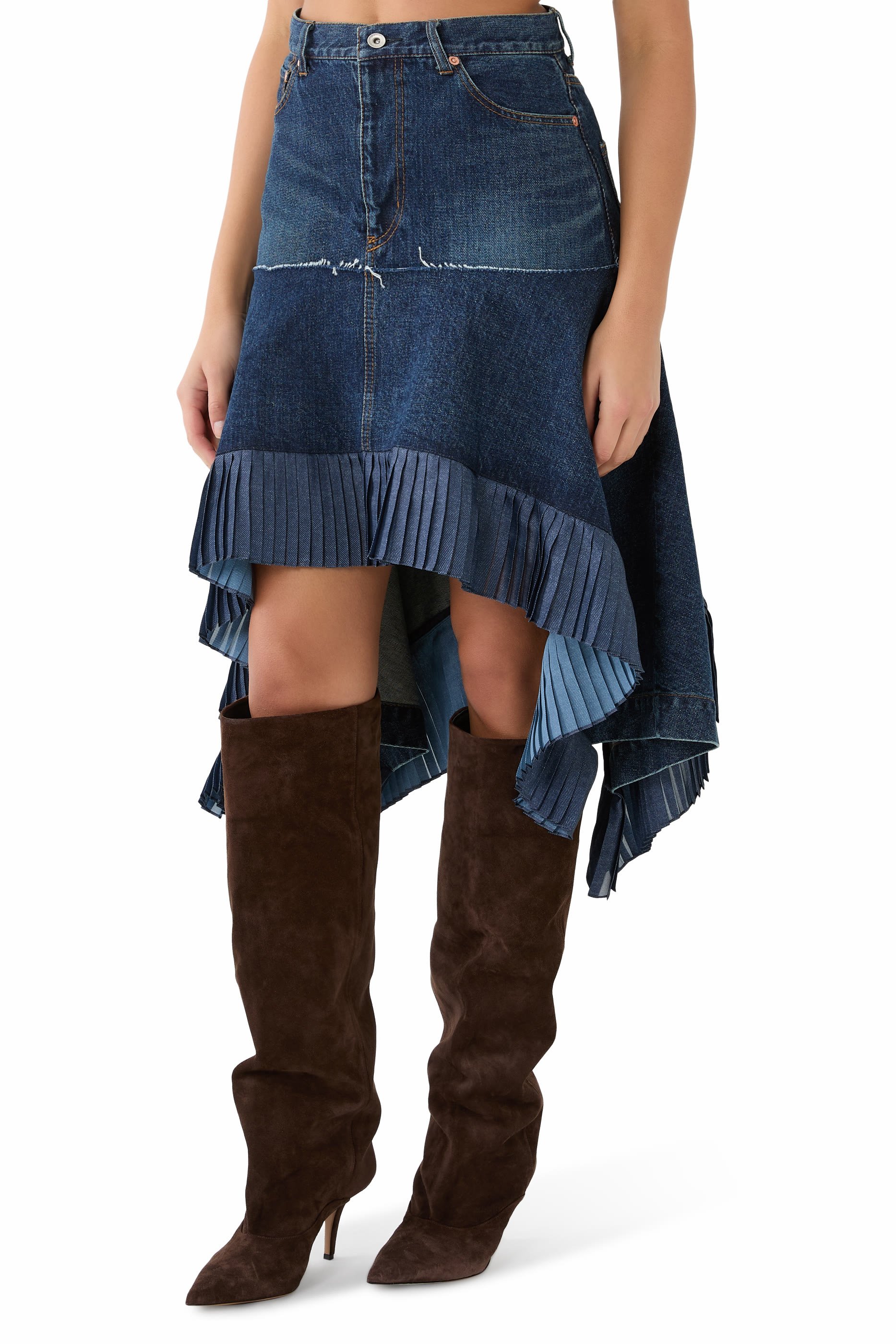 Asymmetric Denim Skirt