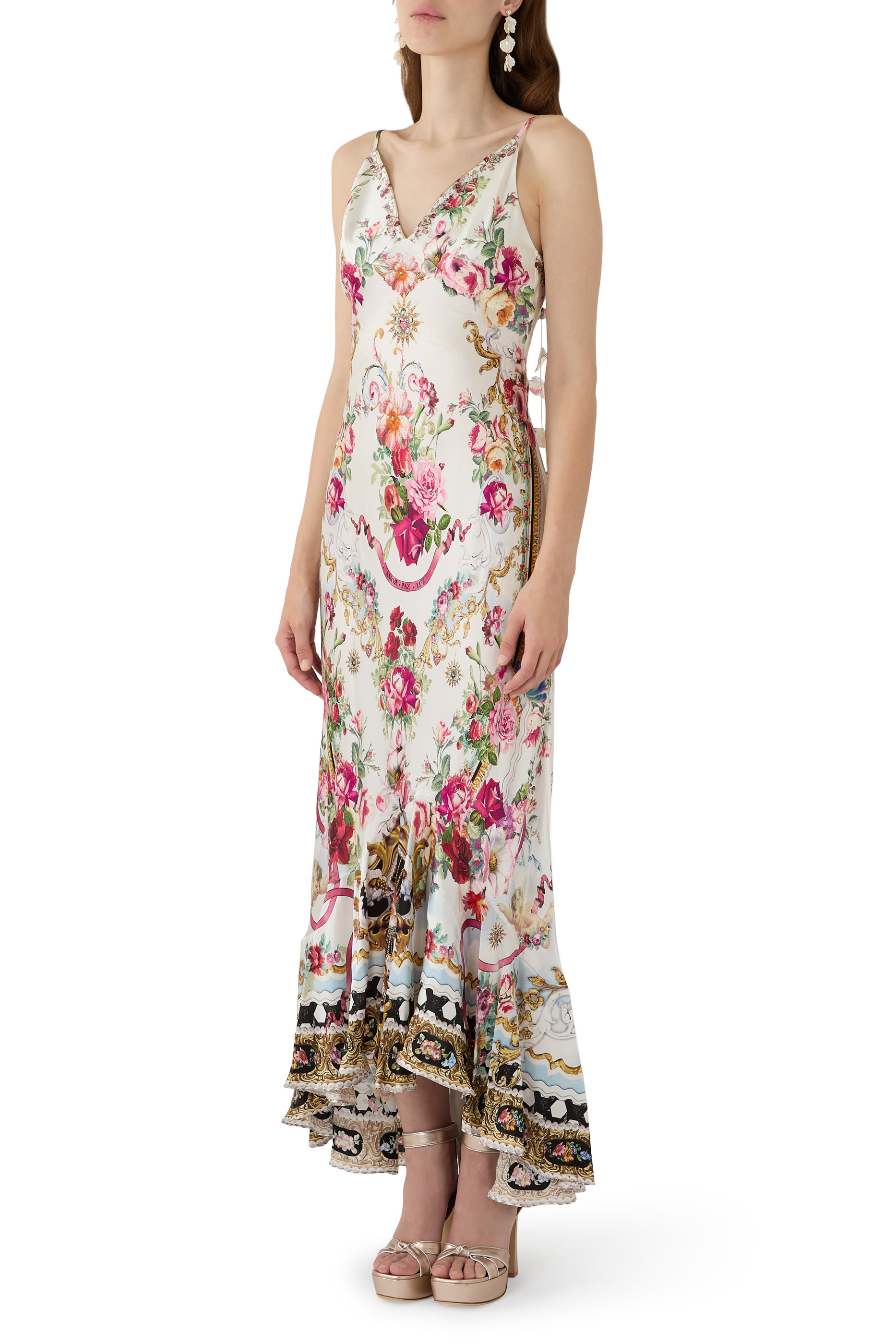 Flounce Hem V-Neck Slip Dress