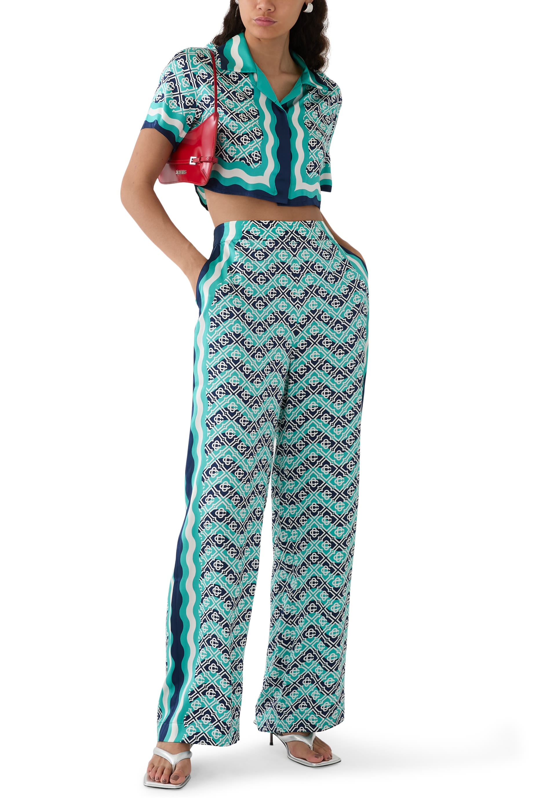 Monogram Wave Silk Trousers