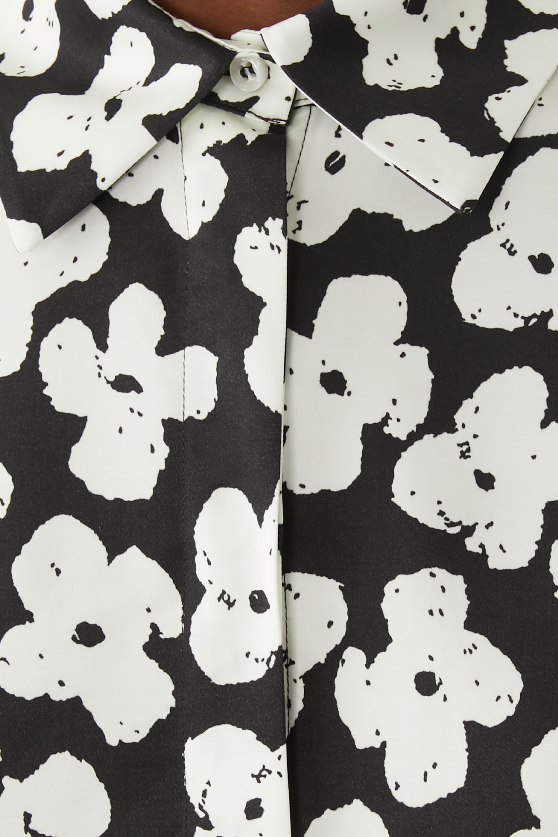 Puffy Floral Print Satin Shirt