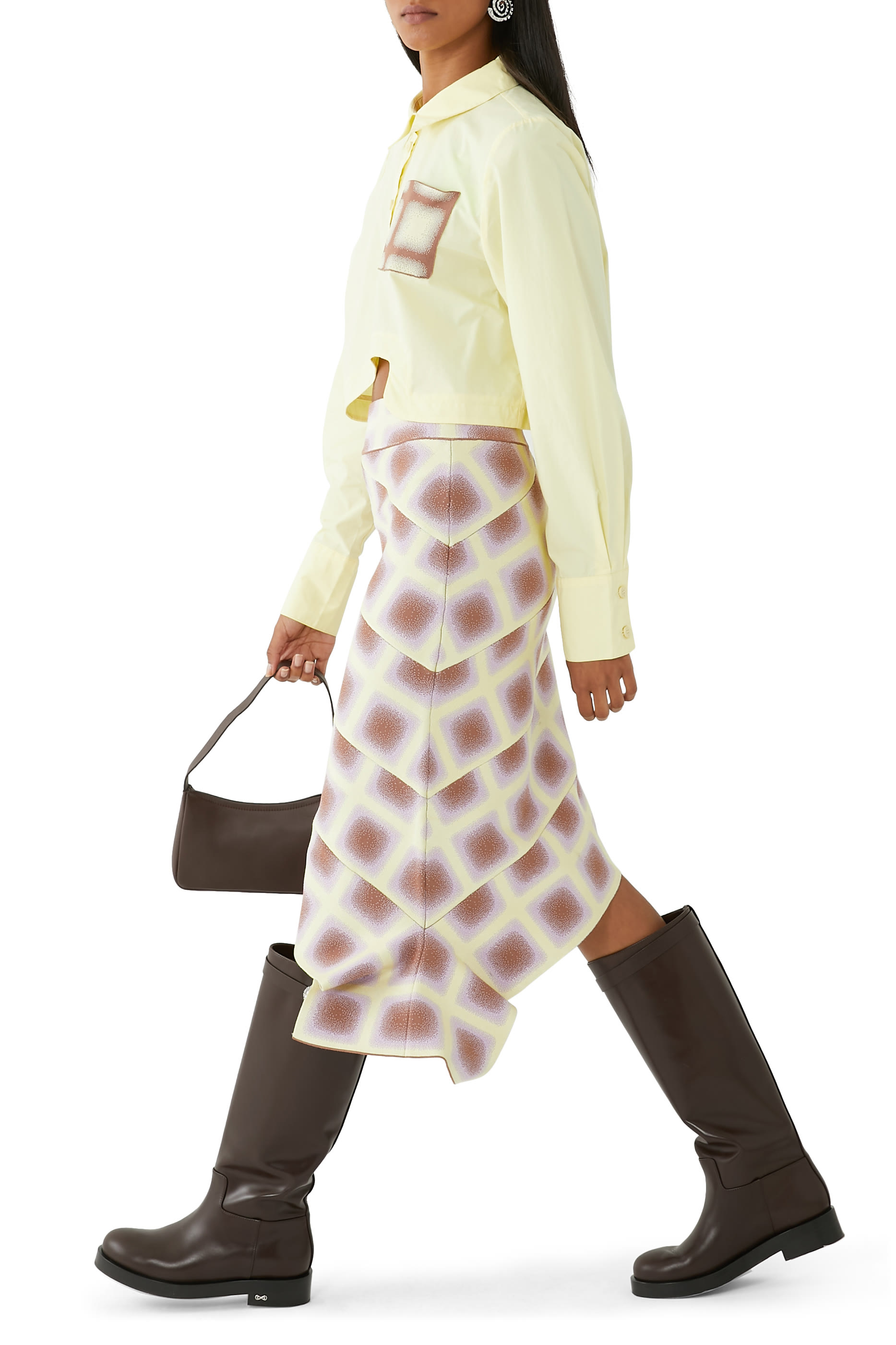 Nala Mixed Media Cropped Shirt