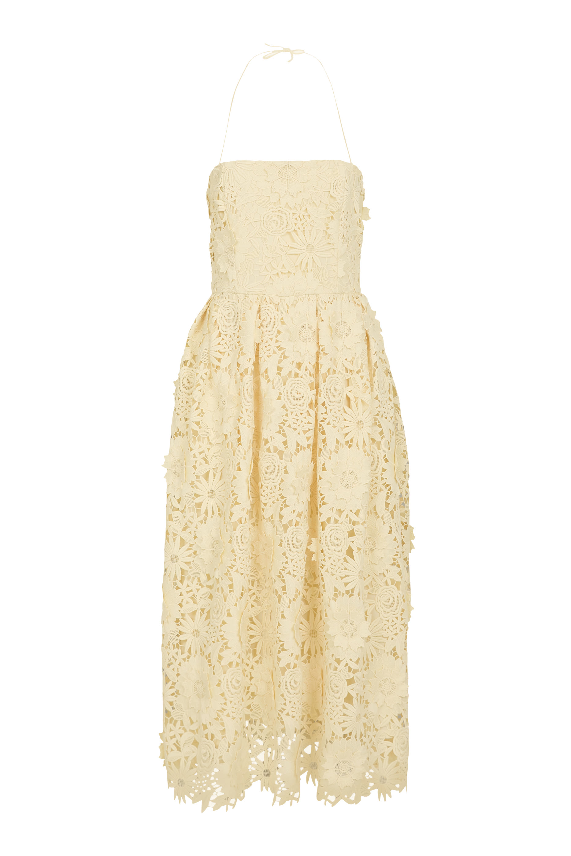 3D Lace Flared Midi Dress