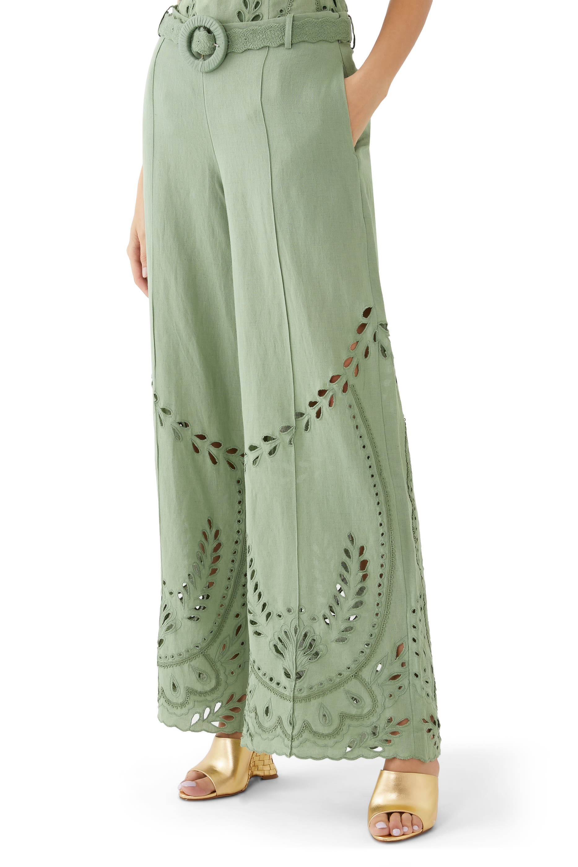 Alya Flared Pants with Buckle Belt