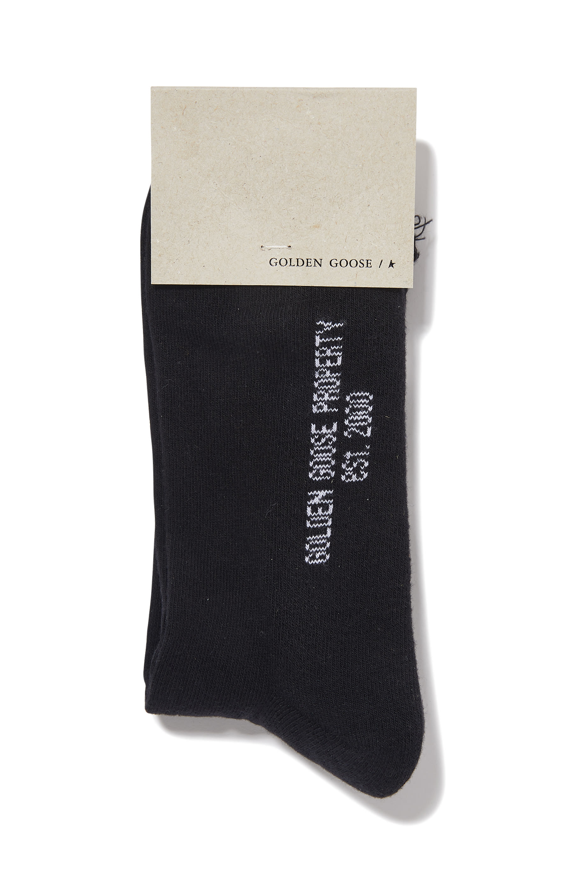 Logo Print Striped Socks with Distressed Cuffs